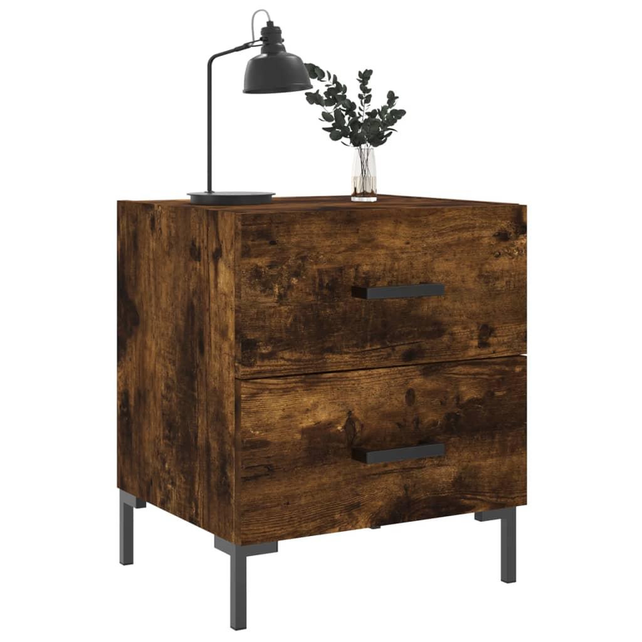 Voir la diapositive 3 : VIDAXL Tables de chevet 2pcs chene fume 40x35x47,5cm bois d'ingenierie