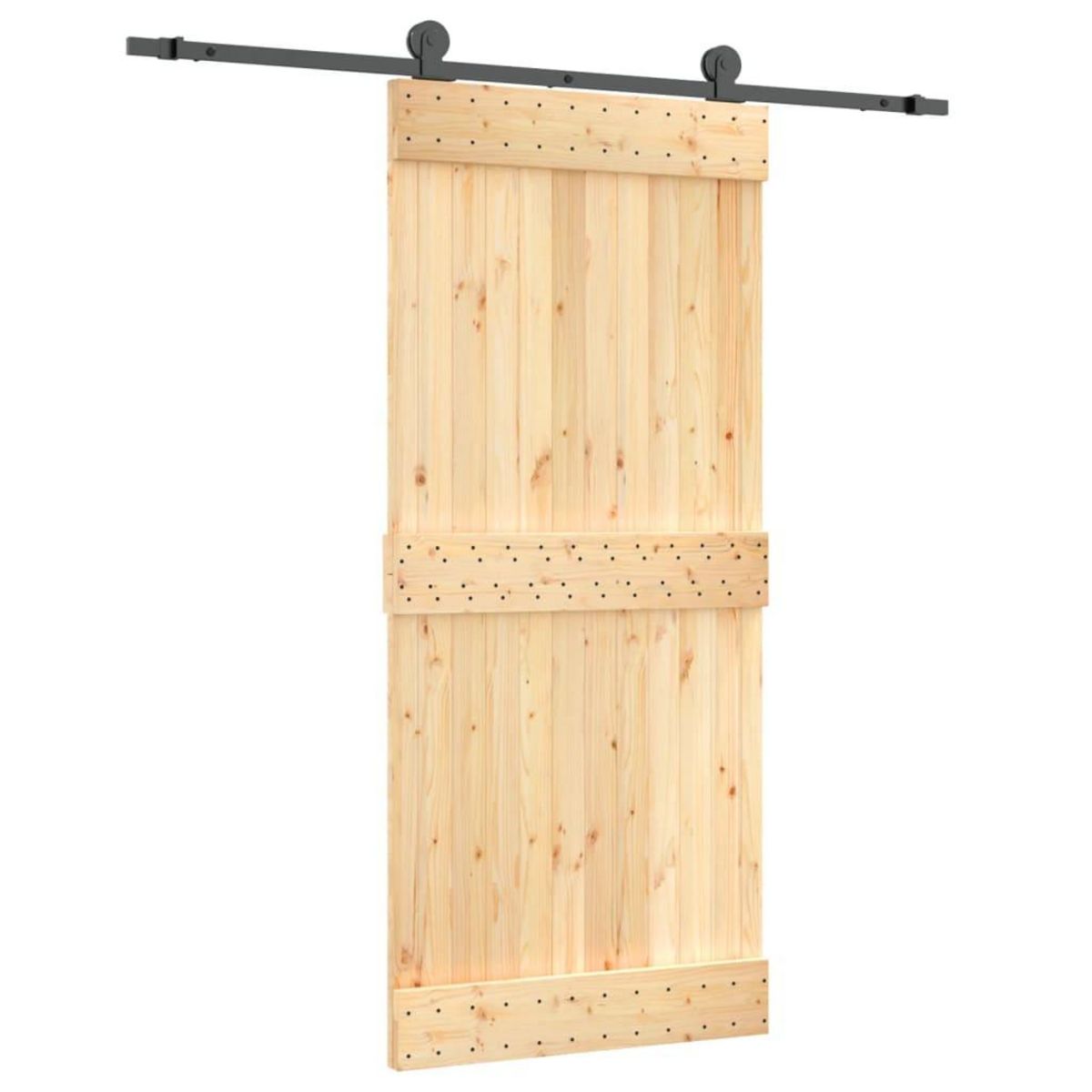 VIDAXL Porte coulissante et kit de quincaillerie 90x210 cm pin massif