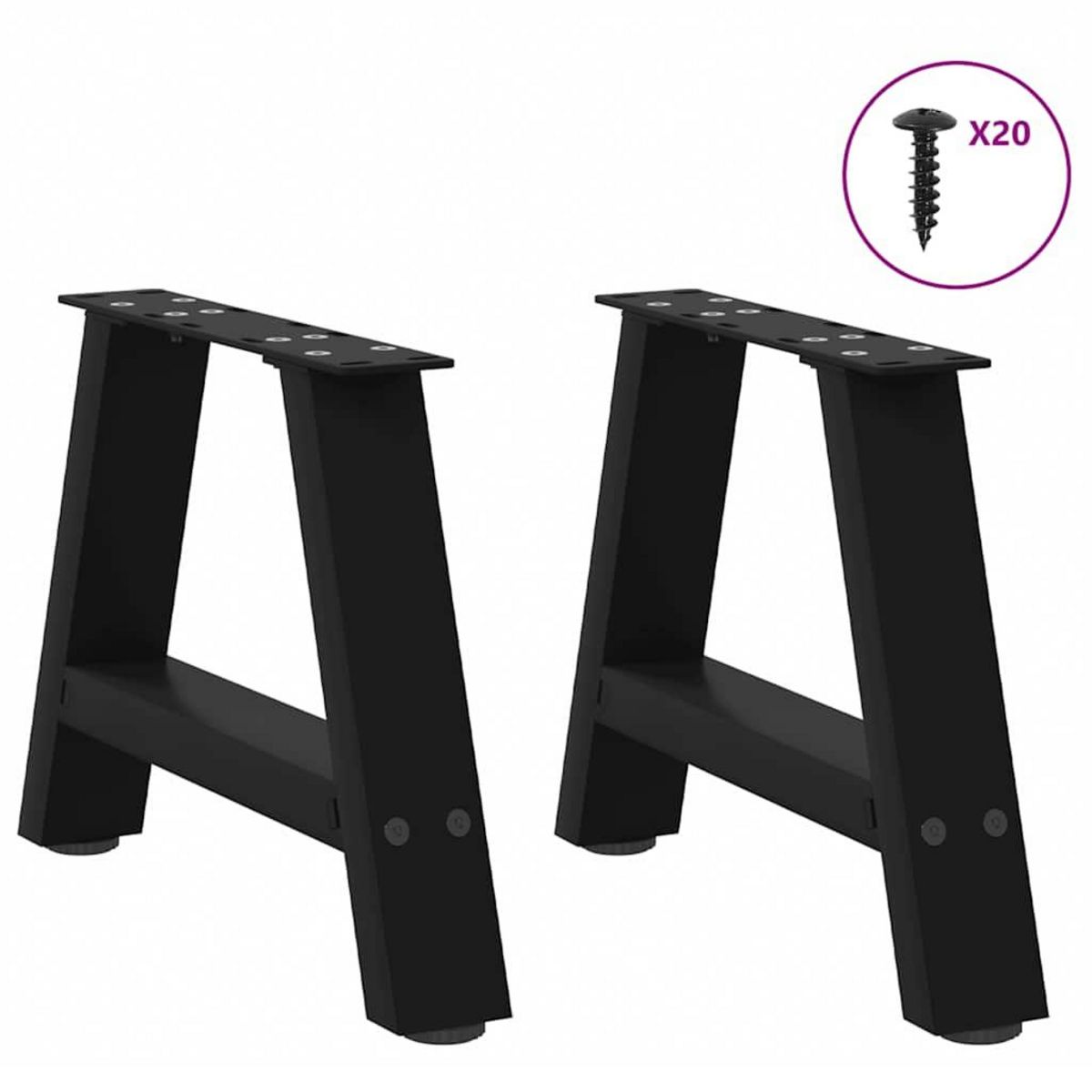 VIDAXL Pieds de table basse forme de A 2 pcs noir 40x(30-31) cm acier