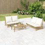 Voir la diapositive 1 : VIDAXL Banc de jardin avec coussins blanc creme bambou