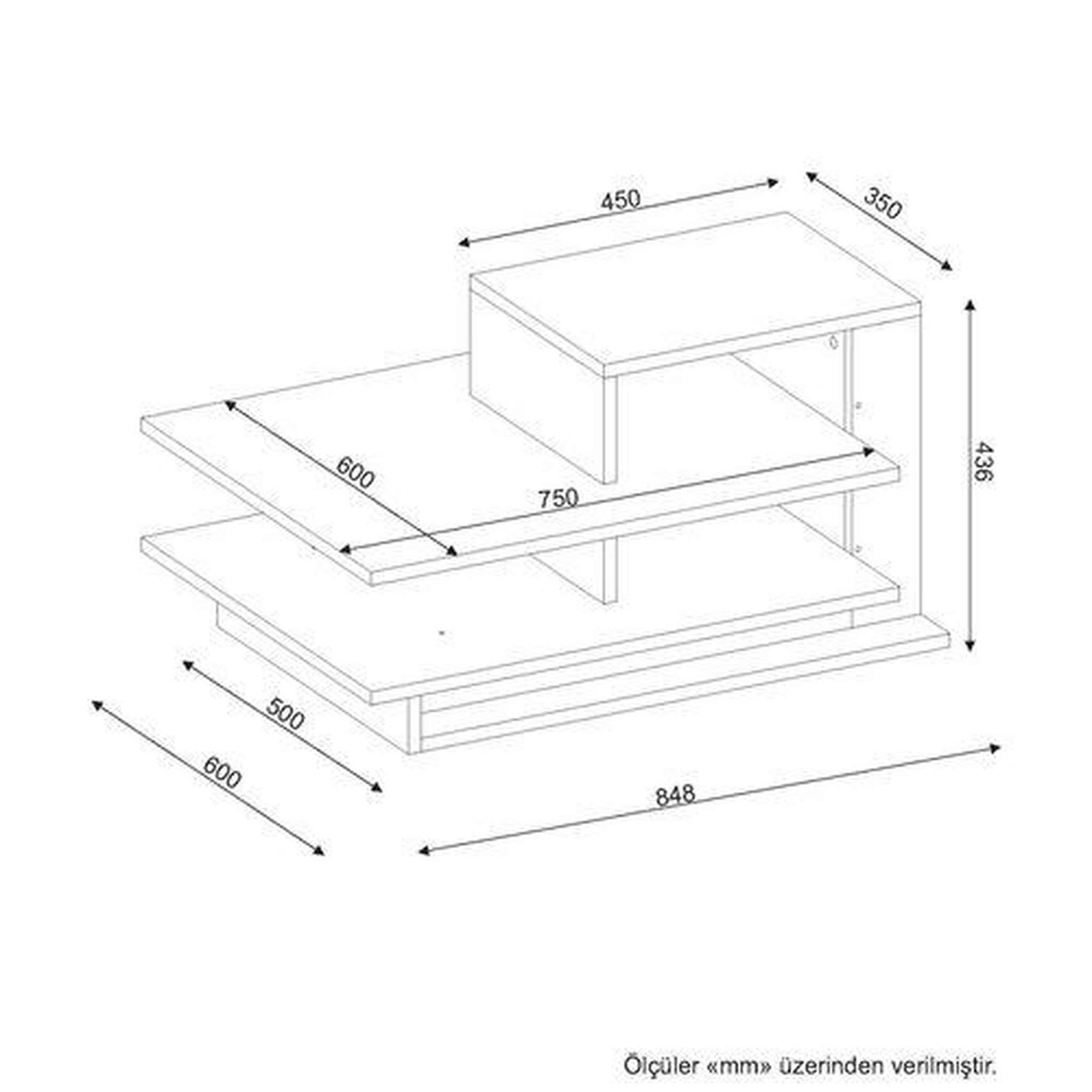 Voir la diapositive 5 : TOILINUX Table basse design scandinave venüs - l. 85 x h. 43 cm - marron noix