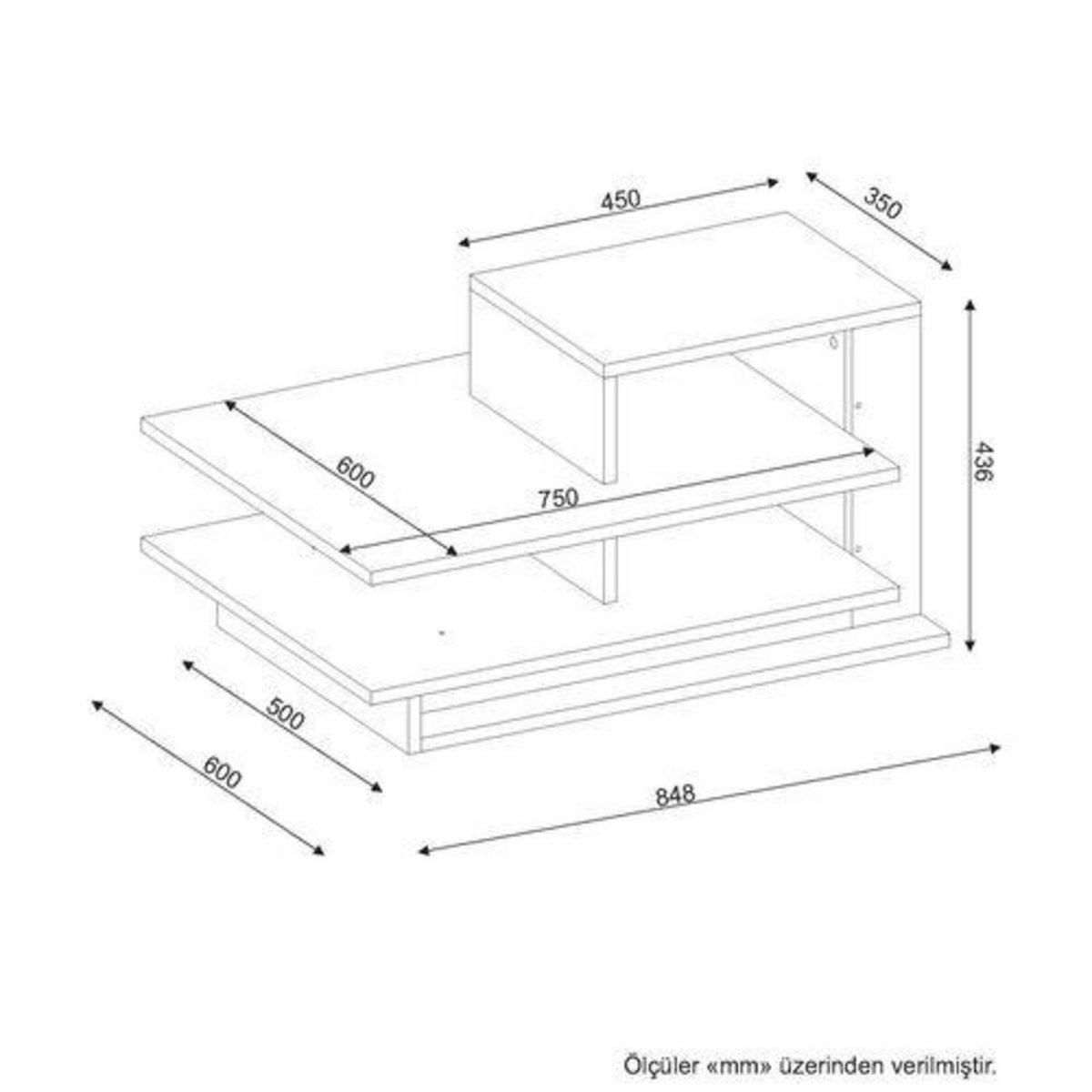 TOILINUX Table basse design scandinave Venüs - L. 85 x H. 43 cm - Marron noix