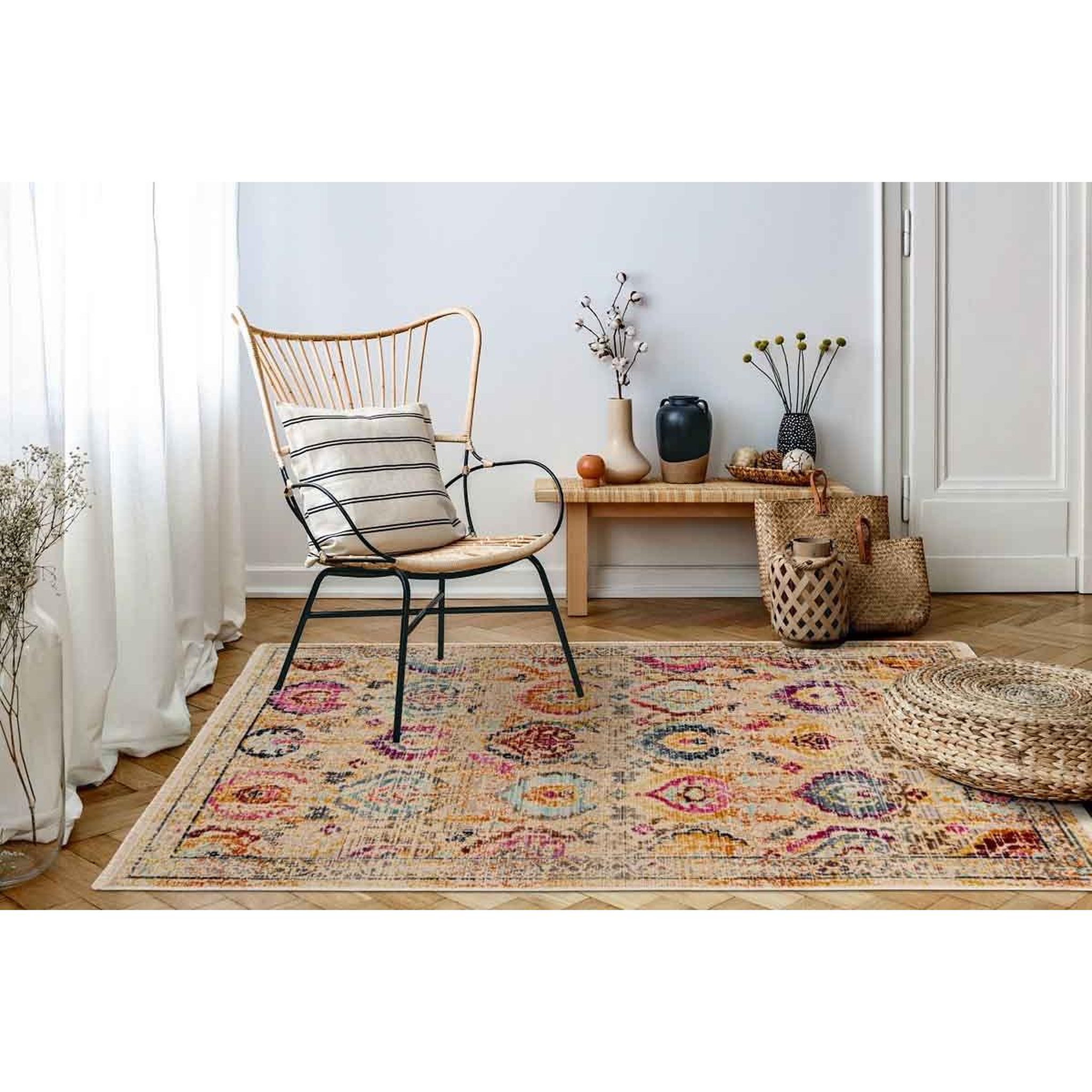 Voir la diapositive 5 : Paris Prix Tapis Tissé à Poils Plats Ethnique  Charu  Multicolore