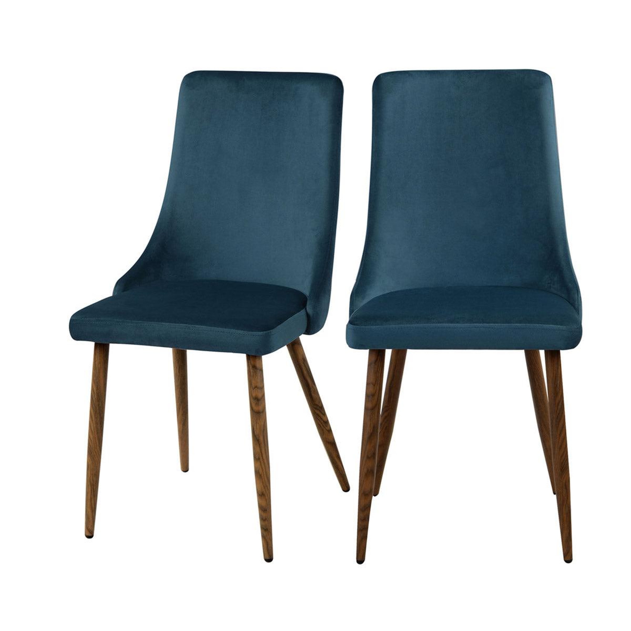 MAISON PAVANE Lot de 2 chaises en velours bleu-vinni