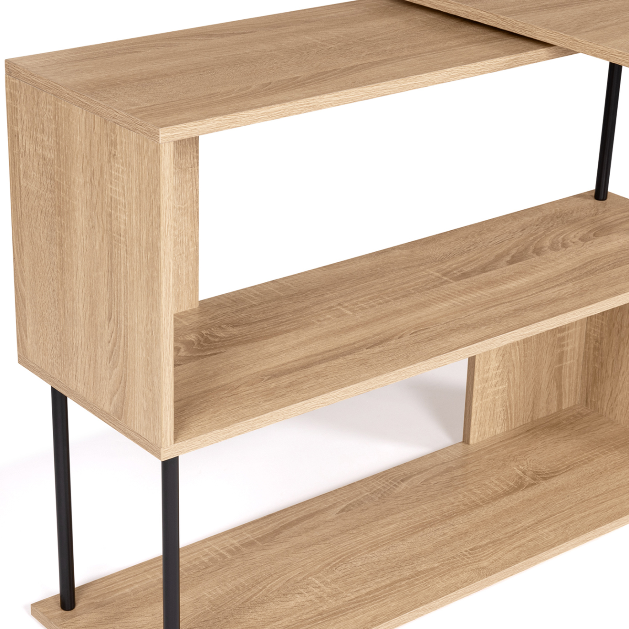 Voir la diapositive 5 : ID MARKET Bureau d'angle rotatif 180° detroit étagère forme s design industriel