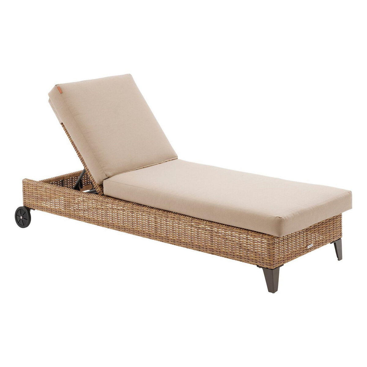 HESPERIDE Lit de piscine en aluminium et résine tressée avec roues BOALI - Savana