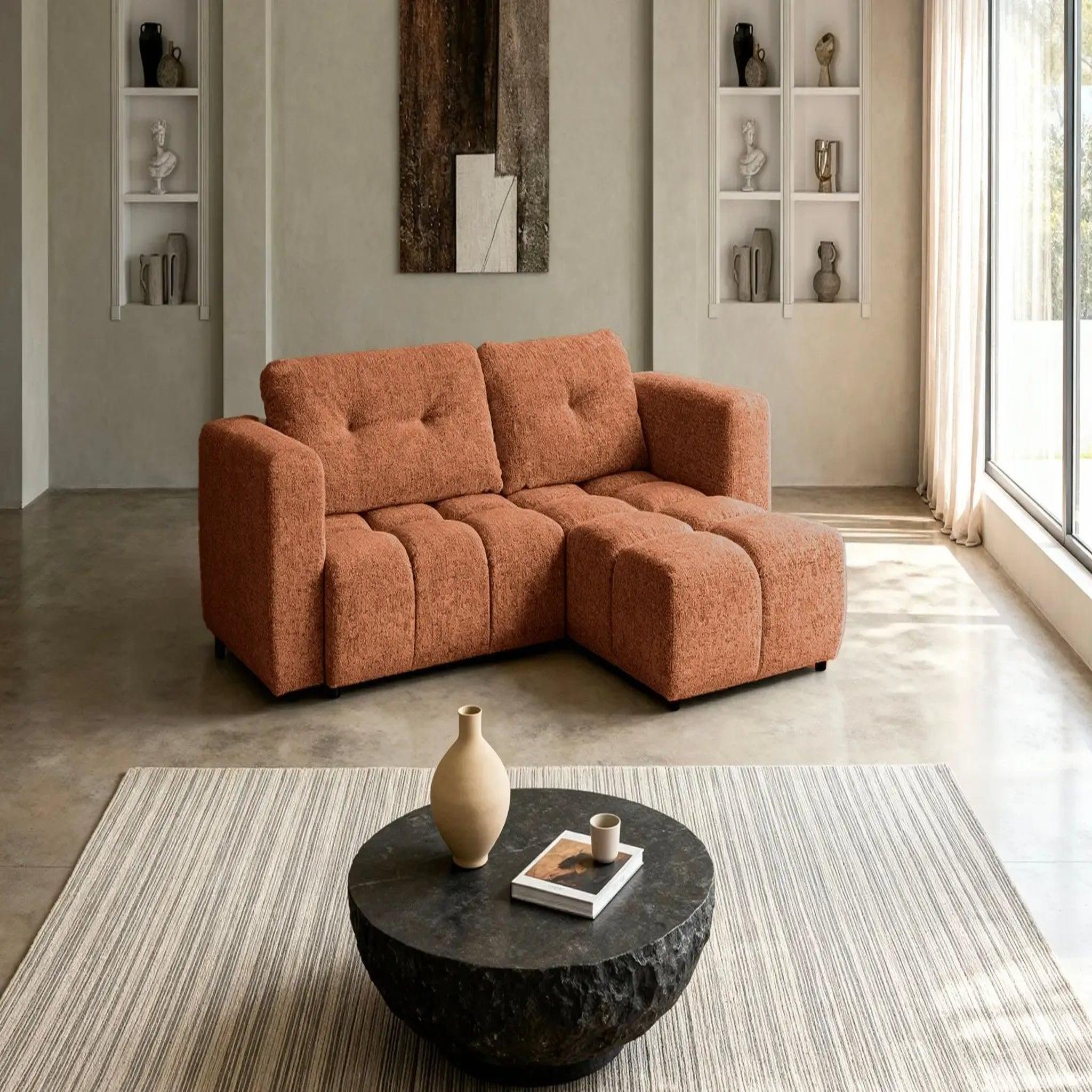 Voir la diapositive 2 : CASANOVA PARIS Romy 3 places - canapé d'angle convertible tissu chenille 3 places