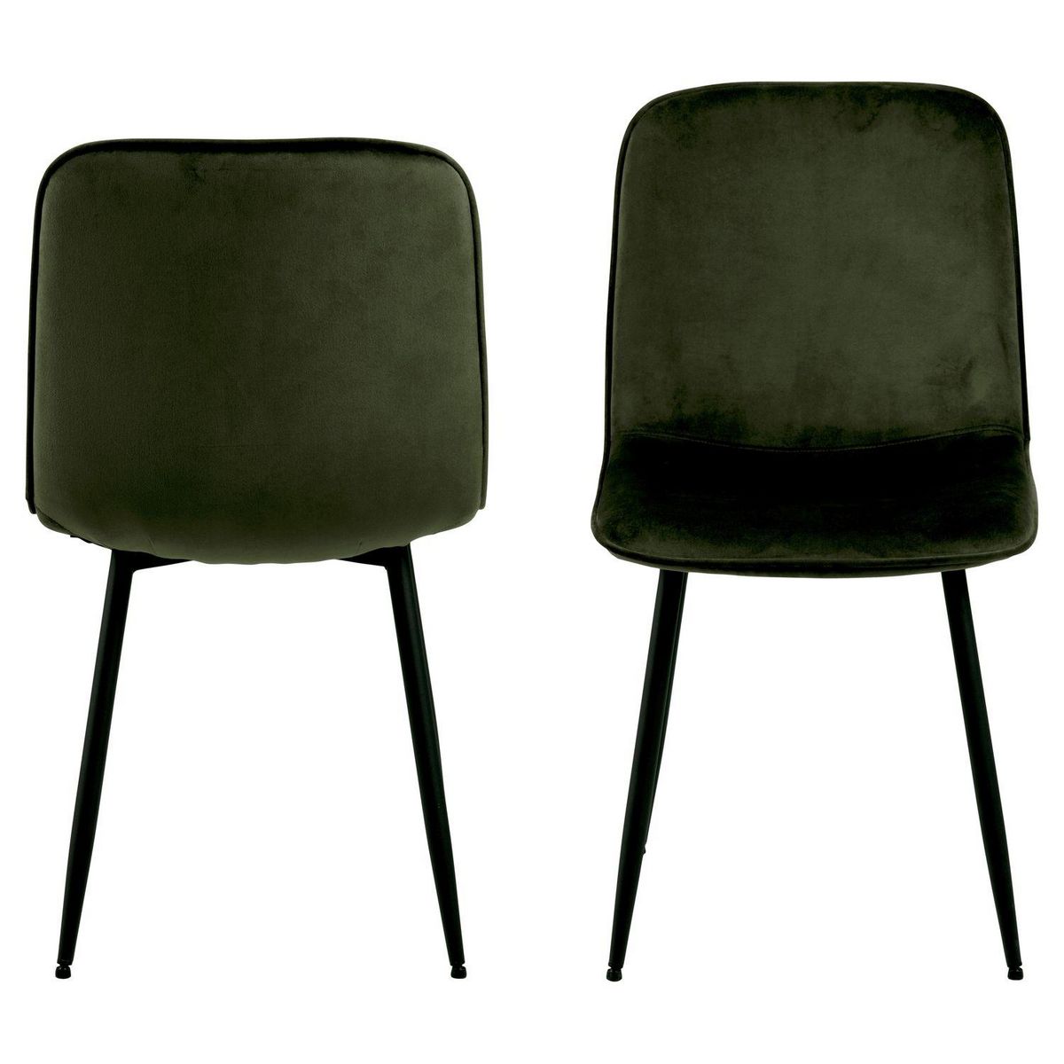 TOILINUX Lot de 4 chaises Kate en velours et métal - Vert