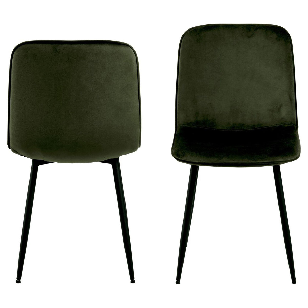 TOILINUX Lot de 4 chaises Kate en velours et métal - Vert