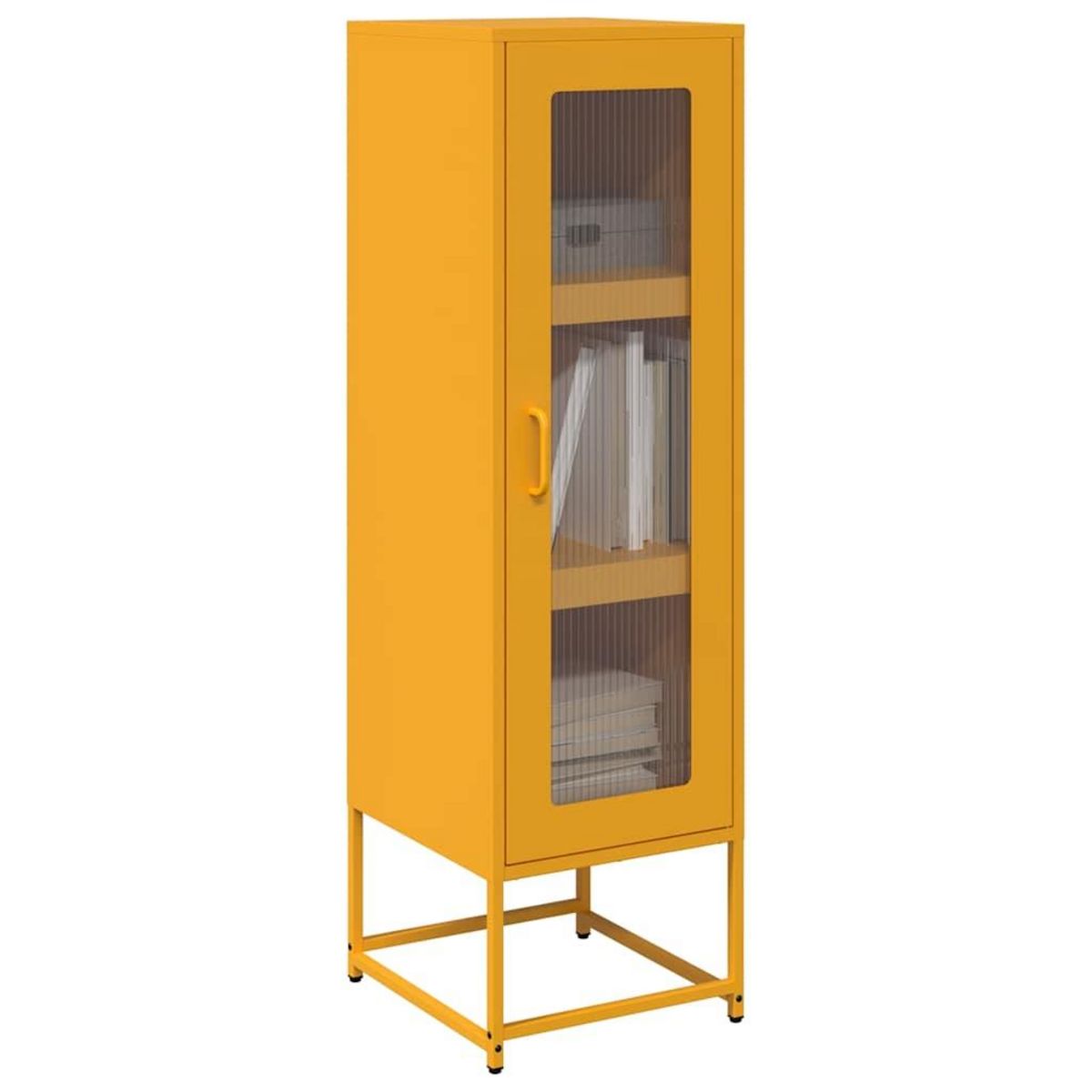 VIDAXL Buffet haut jaune moutarde 36x39x123 cm acier lamine a froid