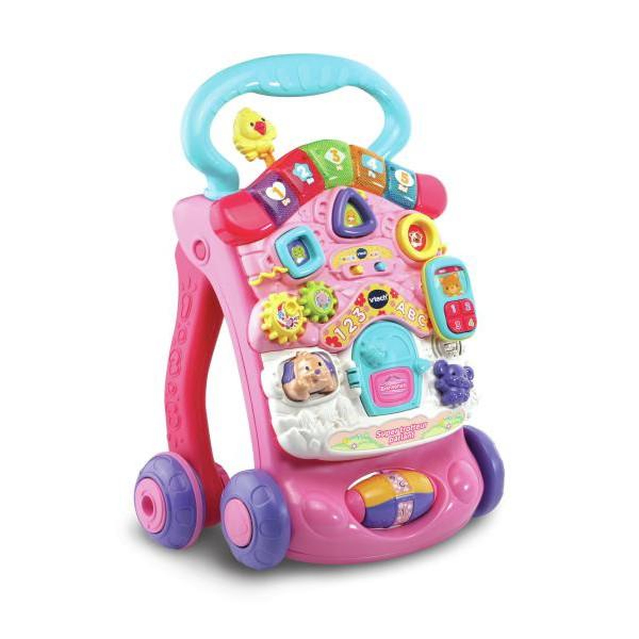 Voir la diapositive 2 : VTECH Porteur Trotteur  parlant 2 en 1 VTECH - Super  - Rose pour bébé de 9 a 36 mois