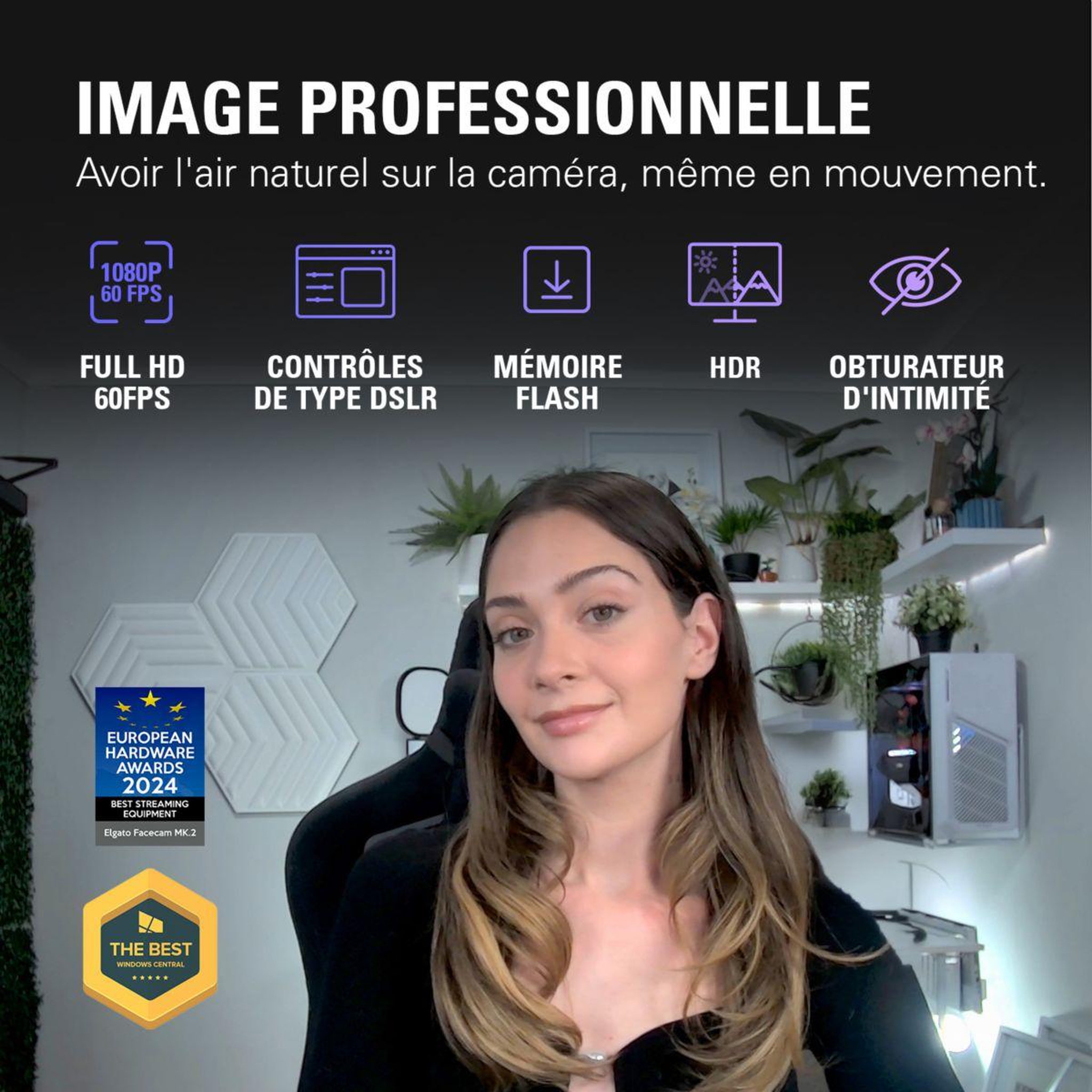Voir la diapositive 3 : ELGATO GAMING Elgato Facecam MK2 webcam 1920 x 1080 pixels USB-C Noir