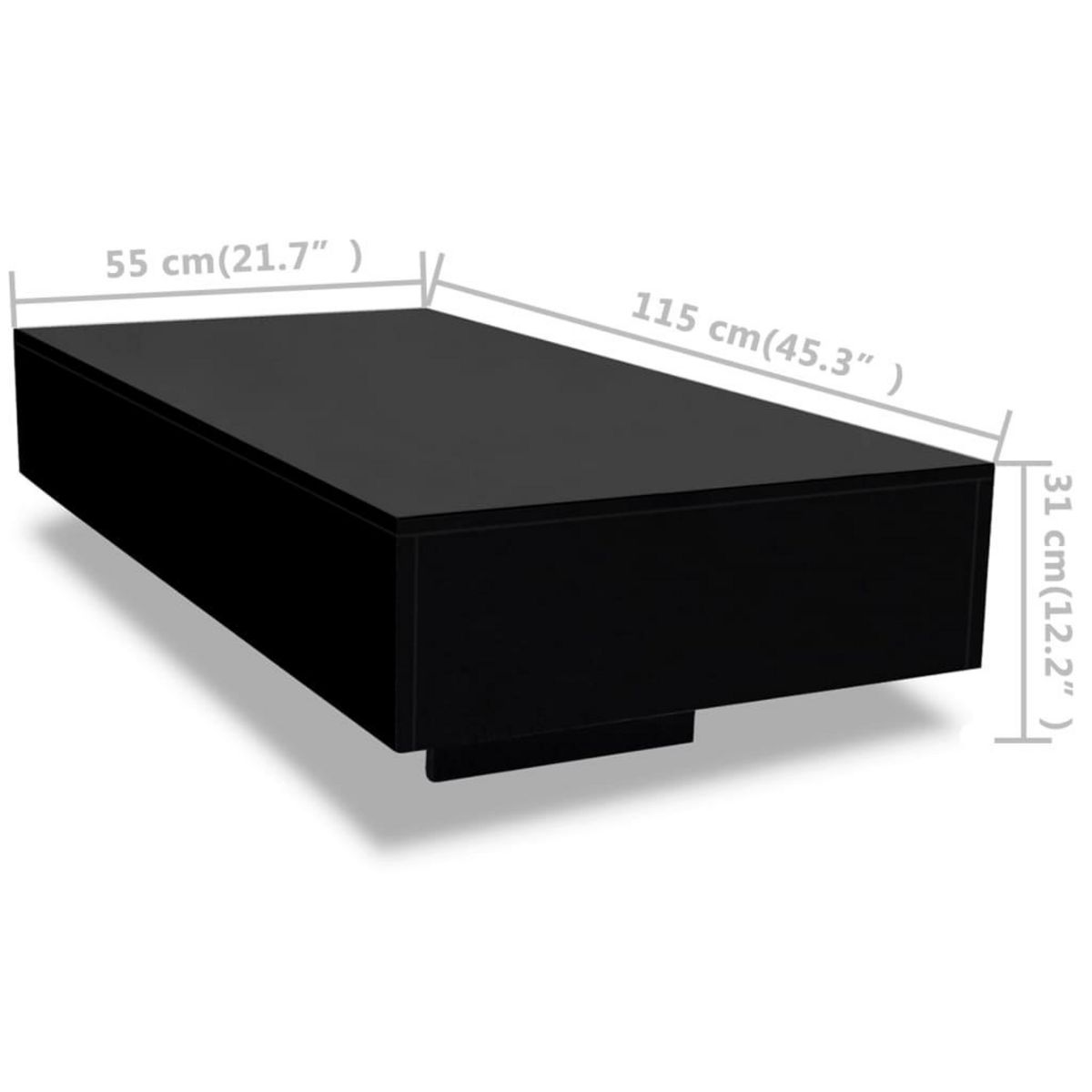 VIDAXL Table basse noir brillant