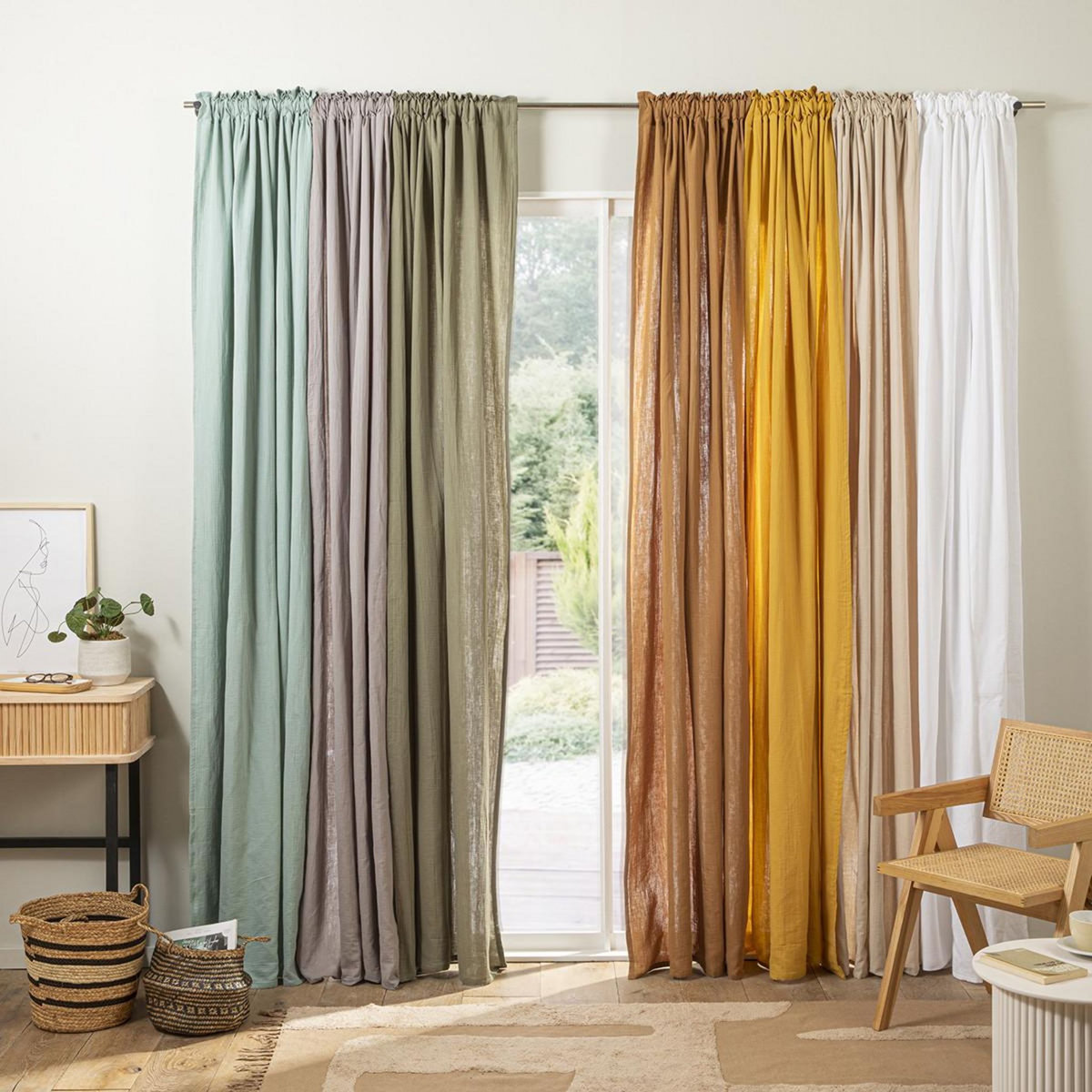 FUTURE HOME Rideau uni en gaze de coton pattes cachées à l'unité 140x260cm