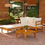 Voir la diapositive 1 : VIDAXL Salon de jardin 3 pcs avec coussins blanc creme Bois d'acacia