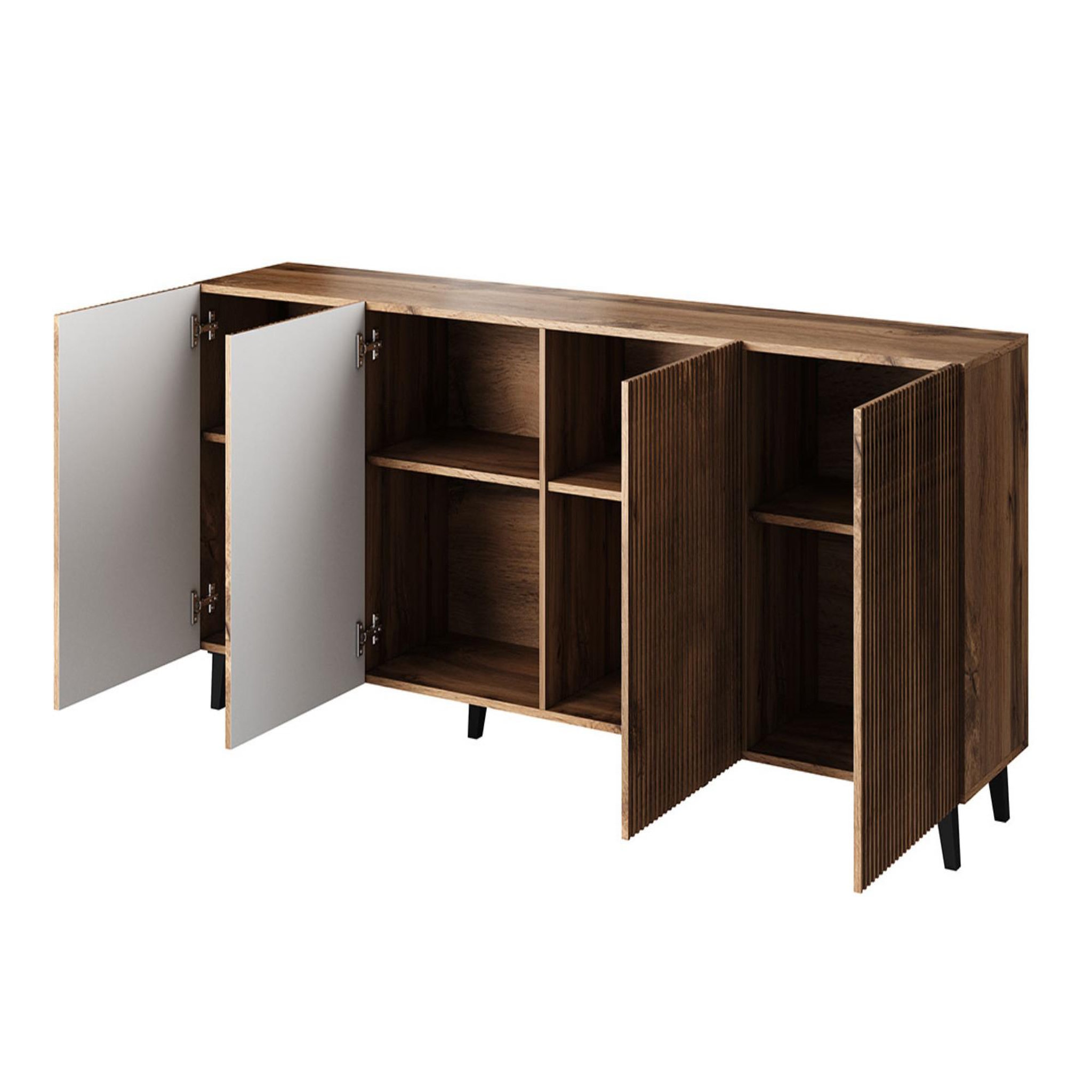 Voir la diapositive 2 : BEST MOBILIER Come - buffet bas - effet bois - 4 portes - 200 cm