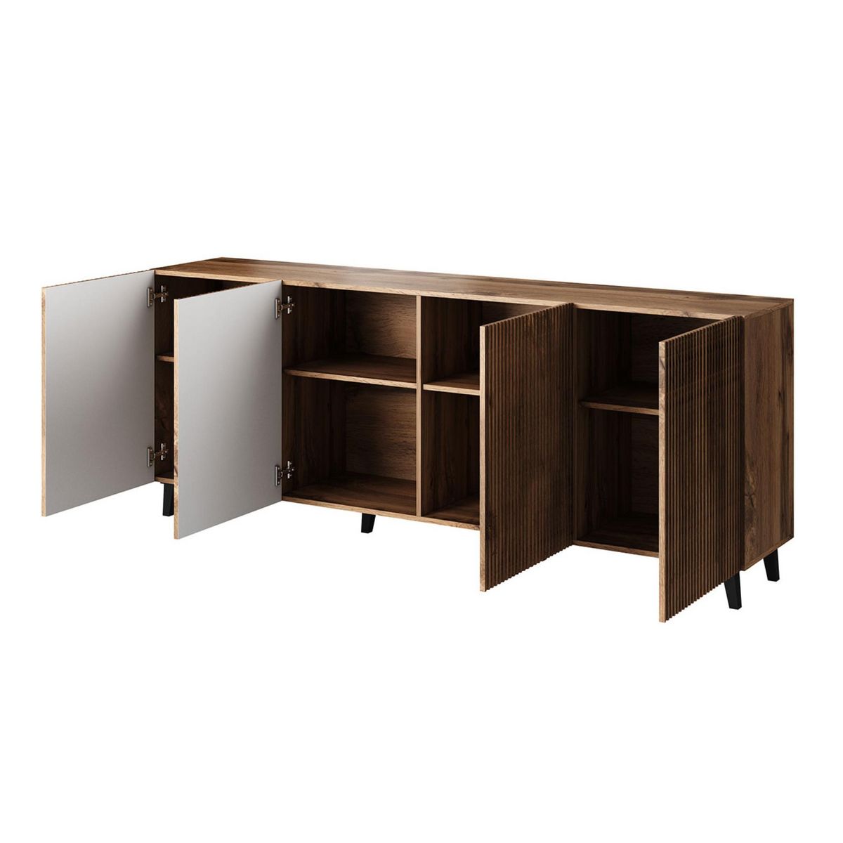 BEST MOBILIER Come - buffet bas - effet bois - 4 portes - 200 cm
