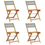 Voir la diapositive 2 : VIDAXL Chaises de jardin pliantes lot de 4 gris poly rotin bois massif