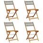 Voir la diapositive 2 : VIDAXL Chaises de jardin pliantes lot de 4 gris poly rotin bois massif