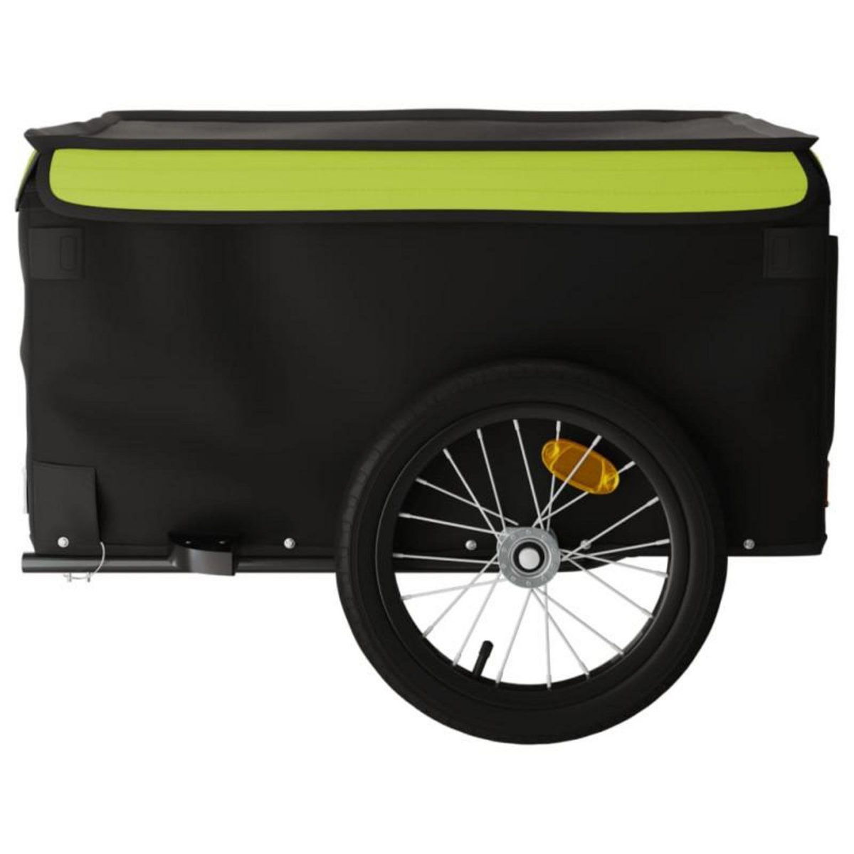 VIDAXL Remorque de vélo noir et vert 45 kg fer
