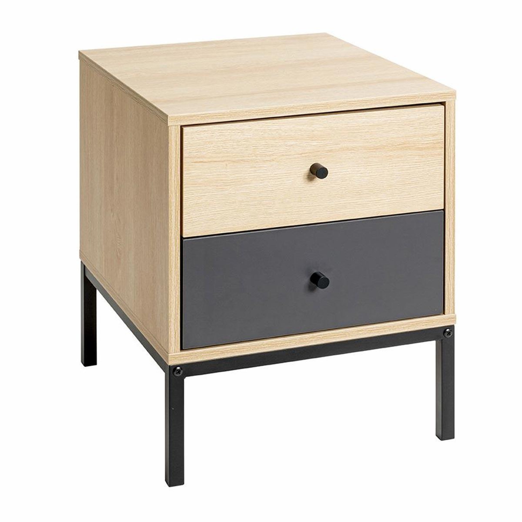 Paris Prix Table de chevet 2 tiroirs  tom  50cm naturel & anthracite