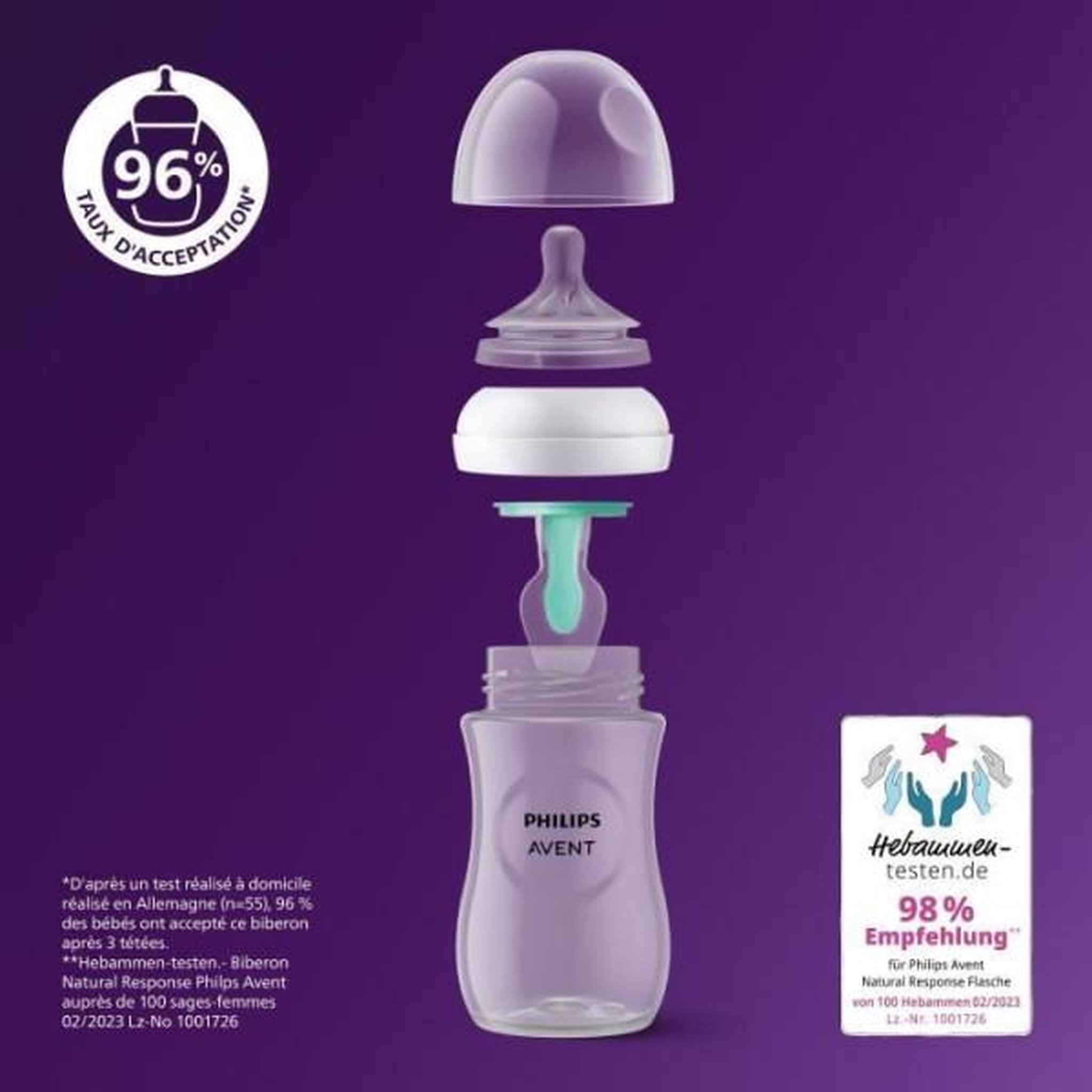 Voir la diapositive 2 : PHILIPS AVENT Kit nouveau-né - philips avent - natural 3.0 airfree - 2 biberons 125ml + 2 biberons 260ml + sucettes ultra douce 0-6m