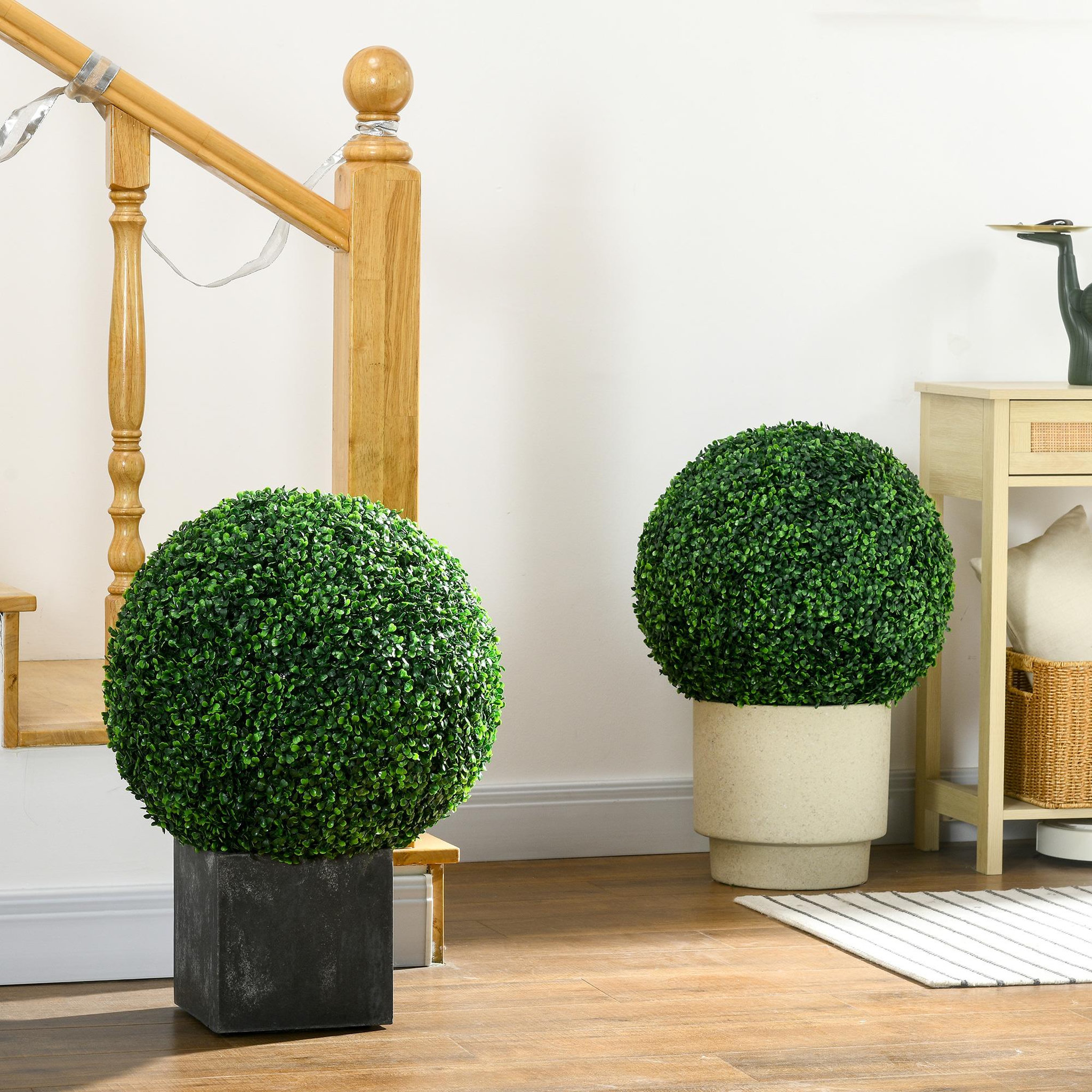 Voir la diapositive 4 : HOMCOM Lot de 2 buis artificiels topiaires artificielles en forme de boule Ø 50 cm PE vert