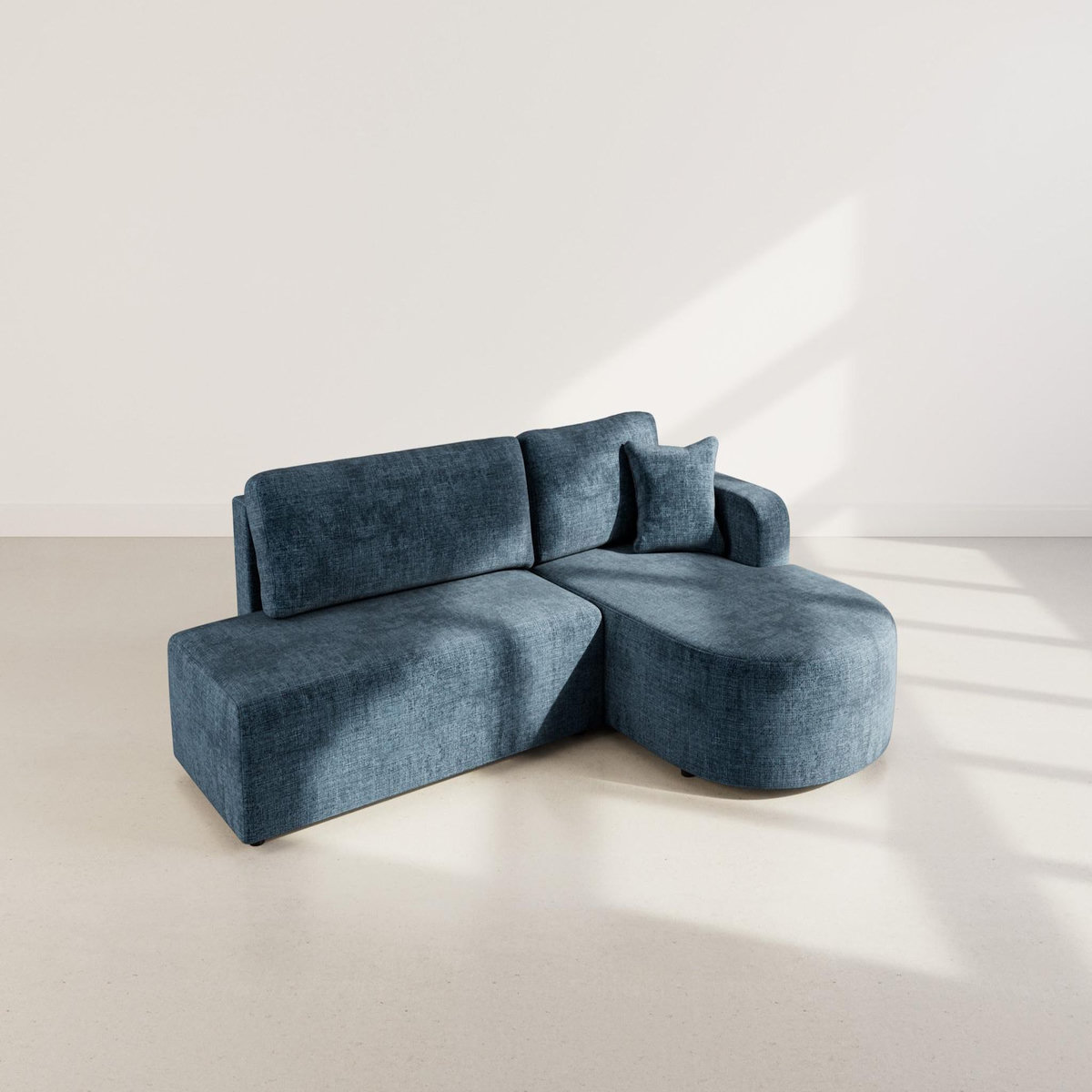 BEST MOBILIER Miro - canapé d'angle droit 4 places convertible avec coffre en velours texturé