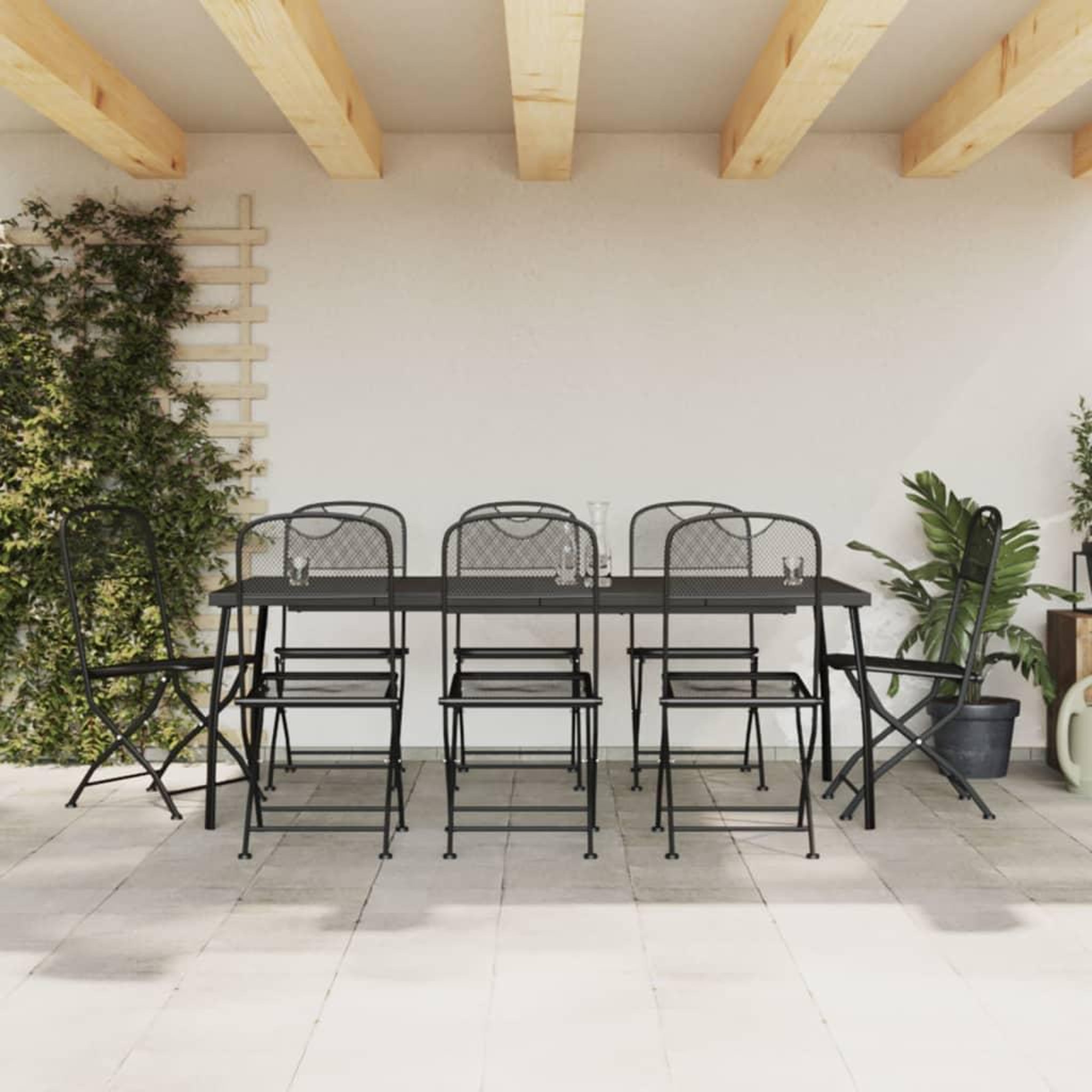 Voir la diapositive 1 : VIDAXL Ensemble a manger de jardin 9 pcs anthracite metal maille