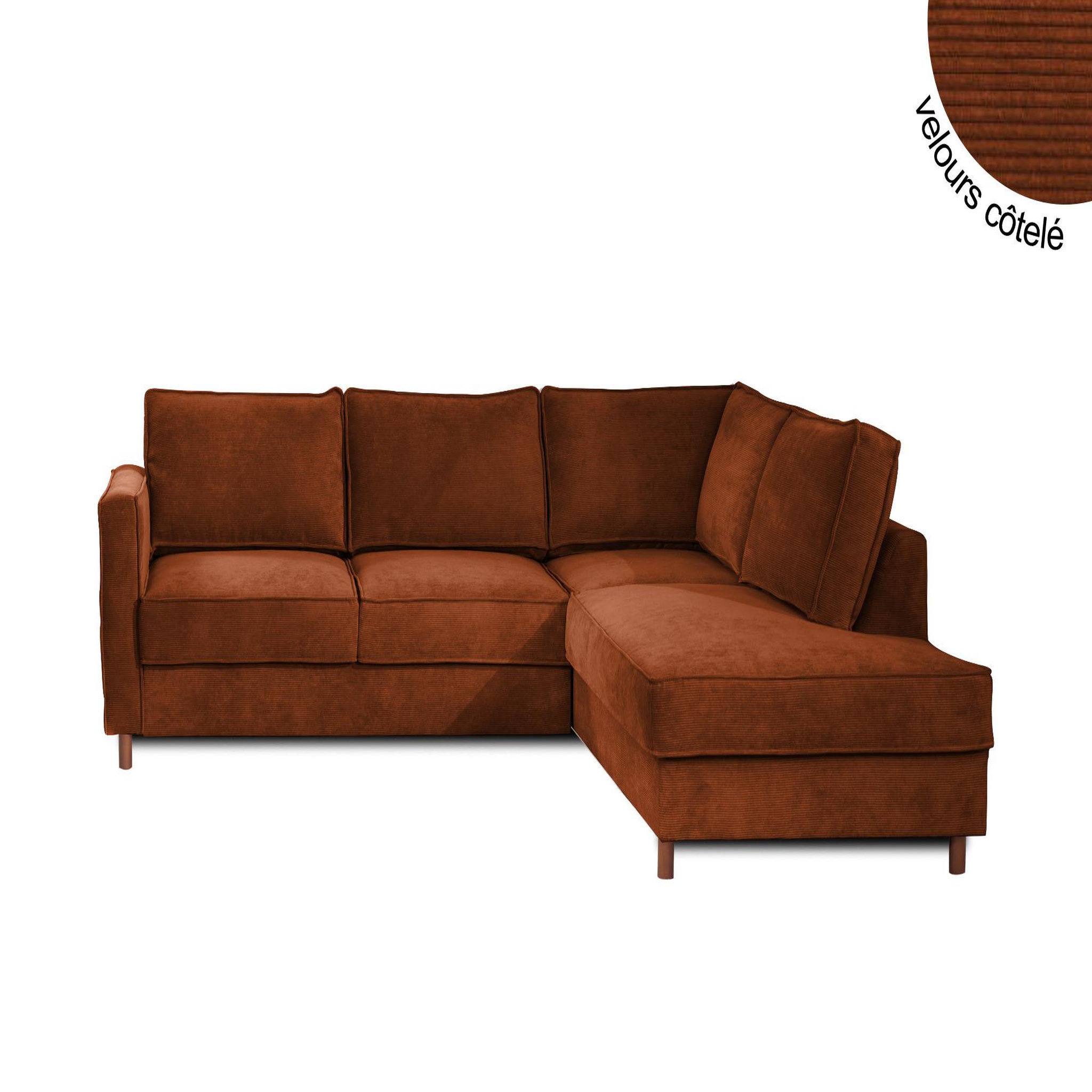 Voir la diapositive 6 : LISA DESIGN Jake - canapé d'angle droit - convertible - 5 places - en velours côtelé