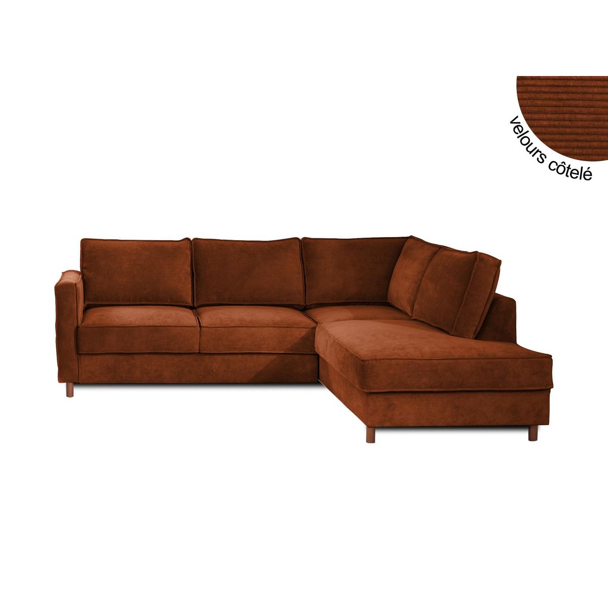 LISA DESIGN Jake - canapé d'angle droit - convertible - 5 places - en velours côtelé