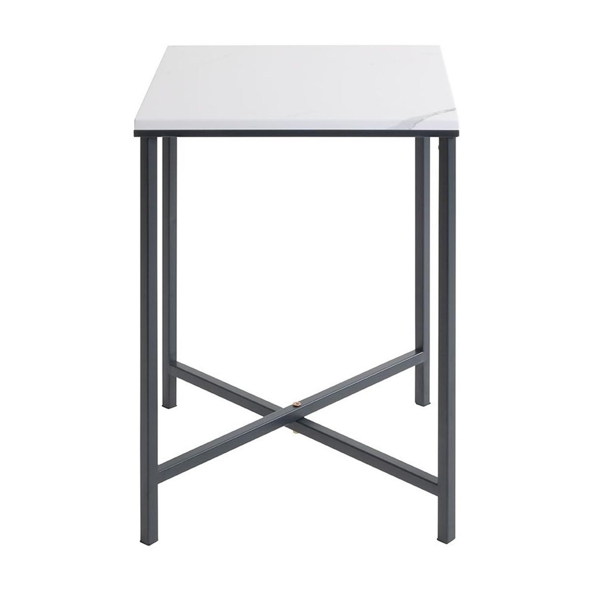 Voir la diapositive 2 : Paris Prix Table d'appoint carrée effet marbre  alba  55cm noir