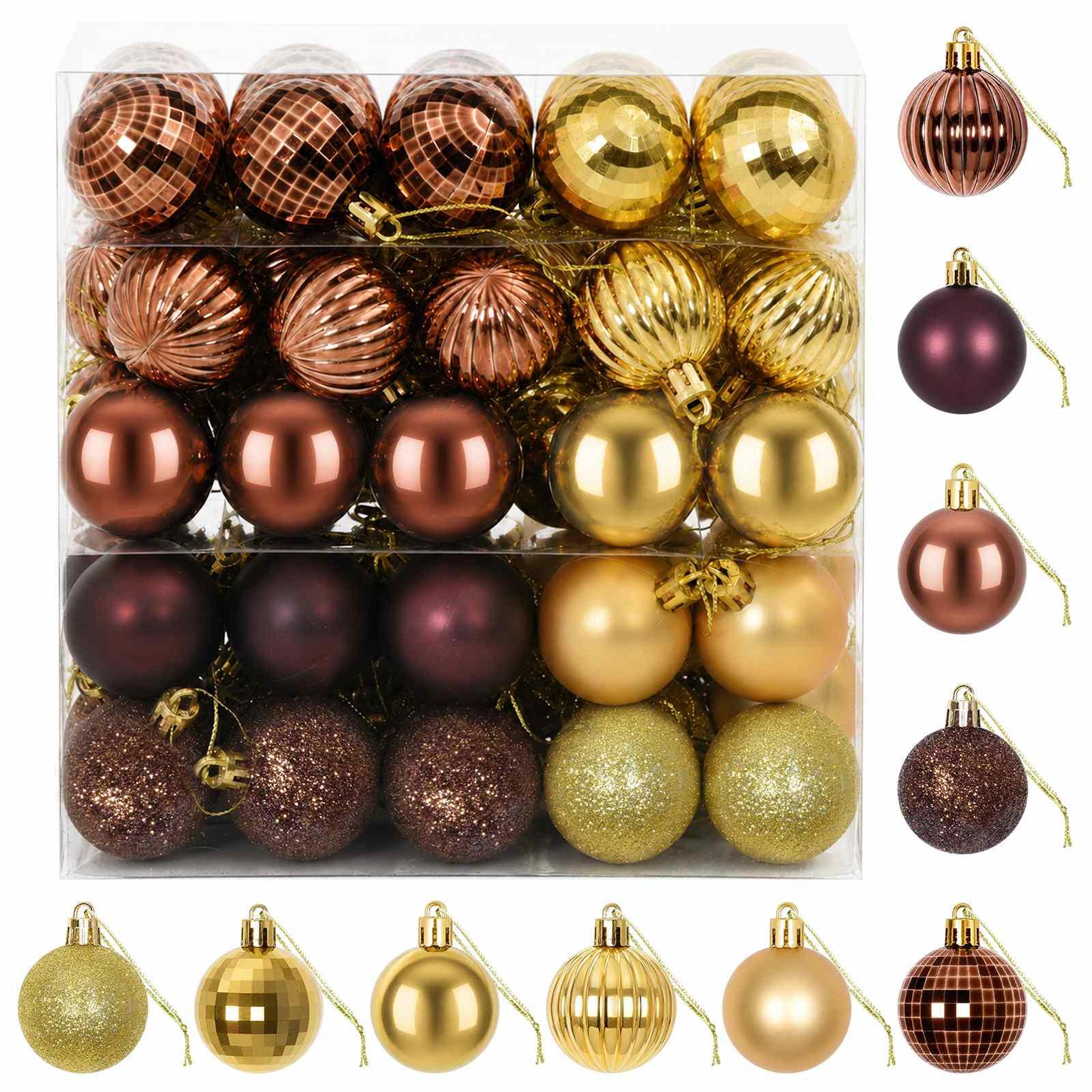 VIDAXL Ensemble de boules de Noël 100 pc Marron et or 4 cm Polystyrene