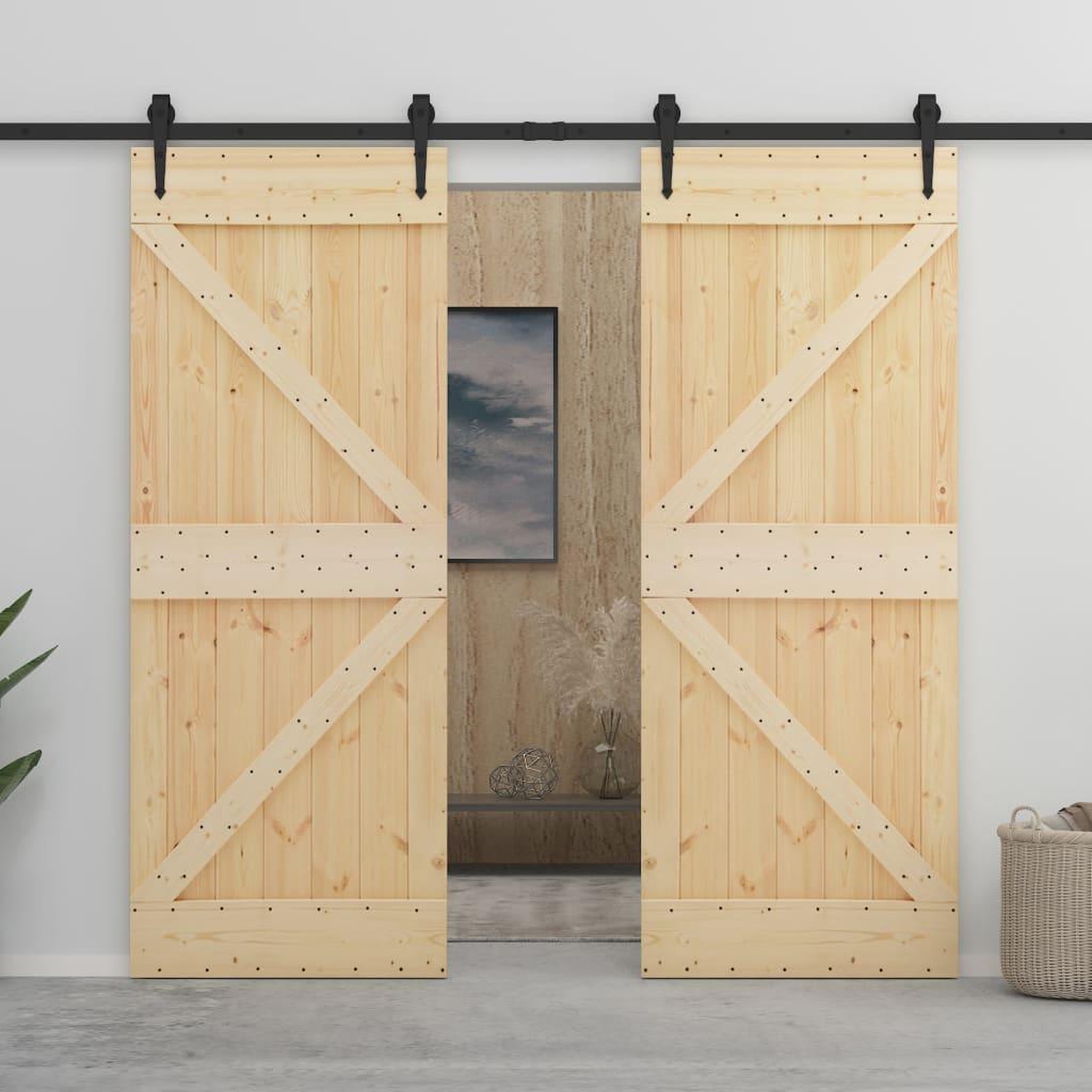 Voir la diapositive 1 : VIDAXL Porte coulissante avec kit de quincaillerie 80x210cm Pin massif