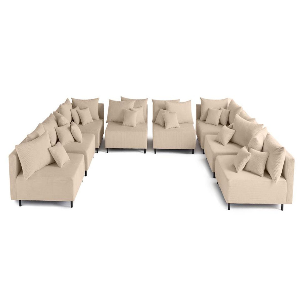 LISA DESIGN Edinburg - canapé modulable panoramique 8 places - en velours côtelé