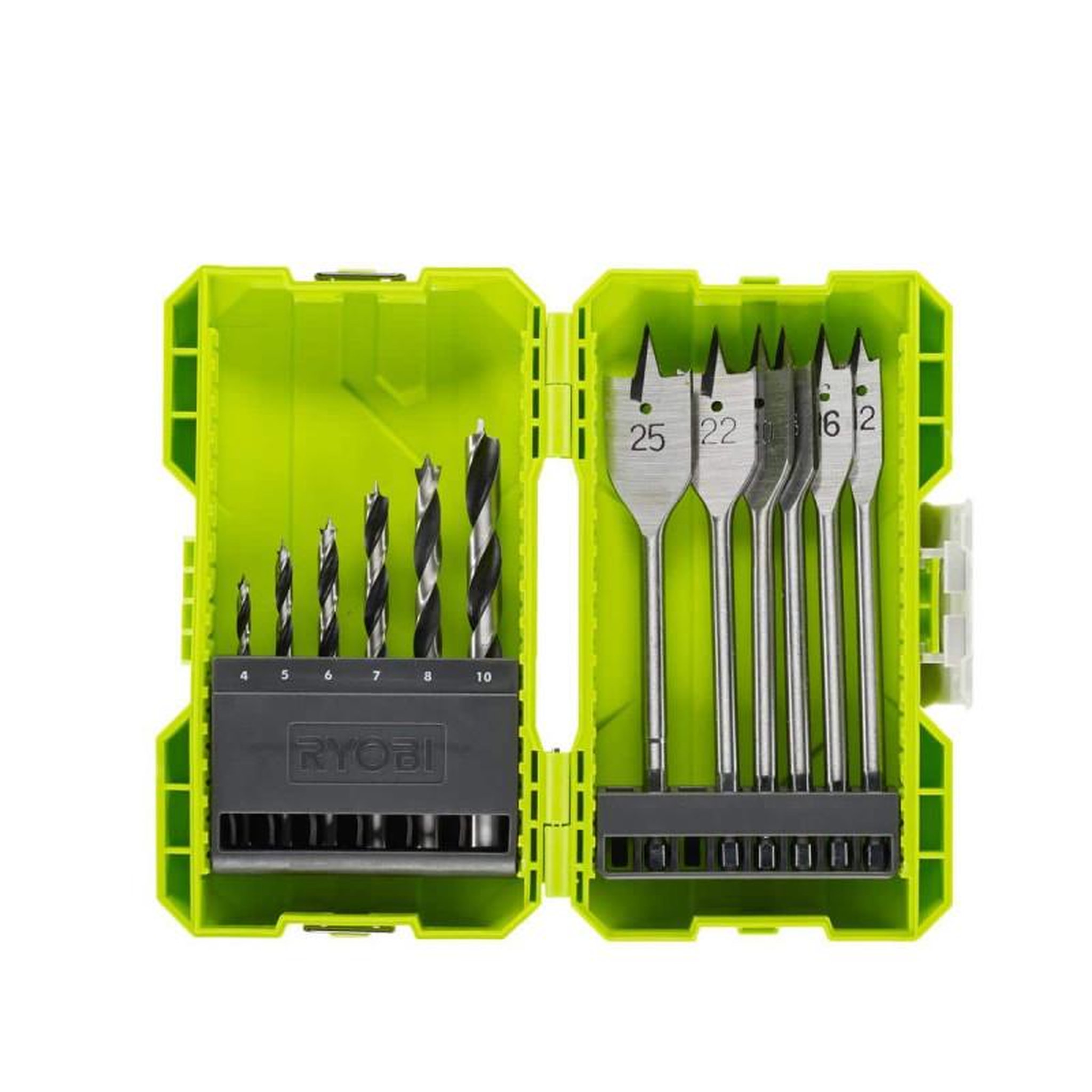 Ryobi Coffret antichocs empilable ryobi 12 accessoires de perçage bois rak12swd