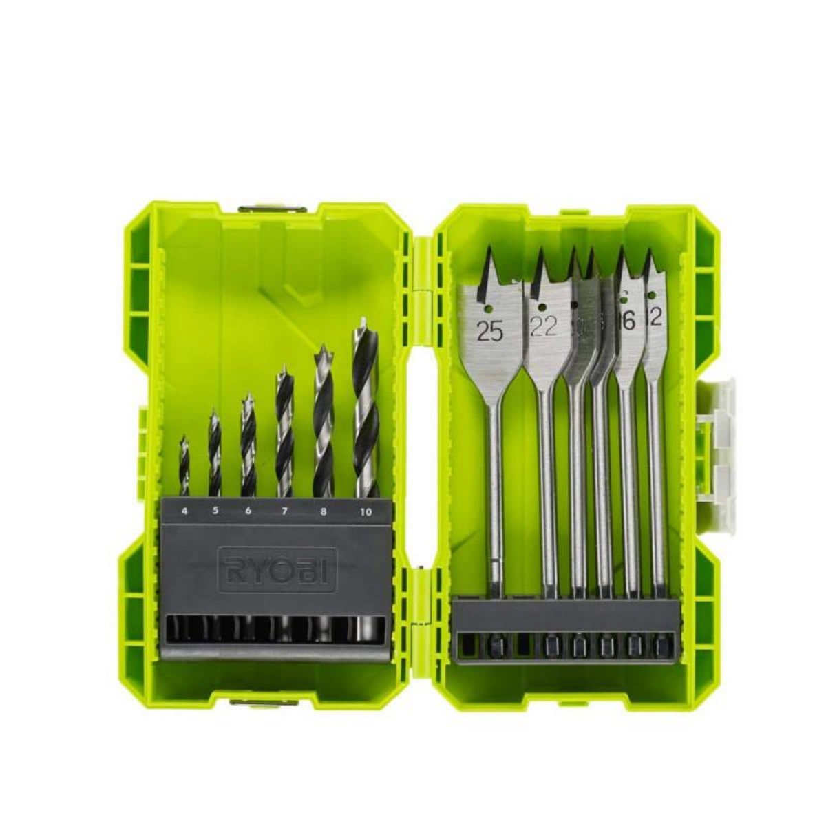 Ryobi Coffret antichocs empilable RYOBI 12 accessoires de perçage bois RAK12SWD