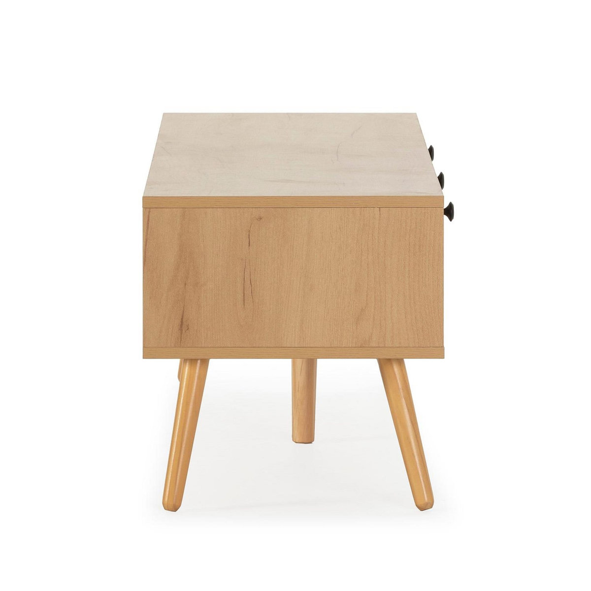 VS VENTA-STOCK Meuble TV Bella 3 Portes Couleur Chêne avec Rotin Naturel