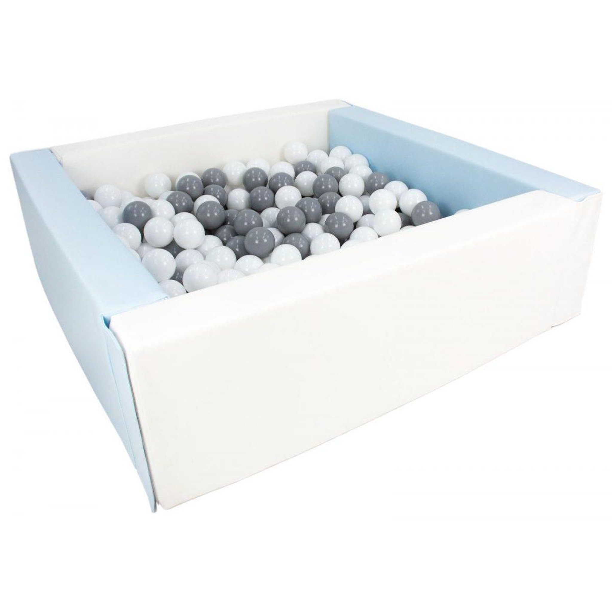 VELINDA Piscine à balles carrée avec 300 balles - blanc, bleu (pastel)/blanc, gris