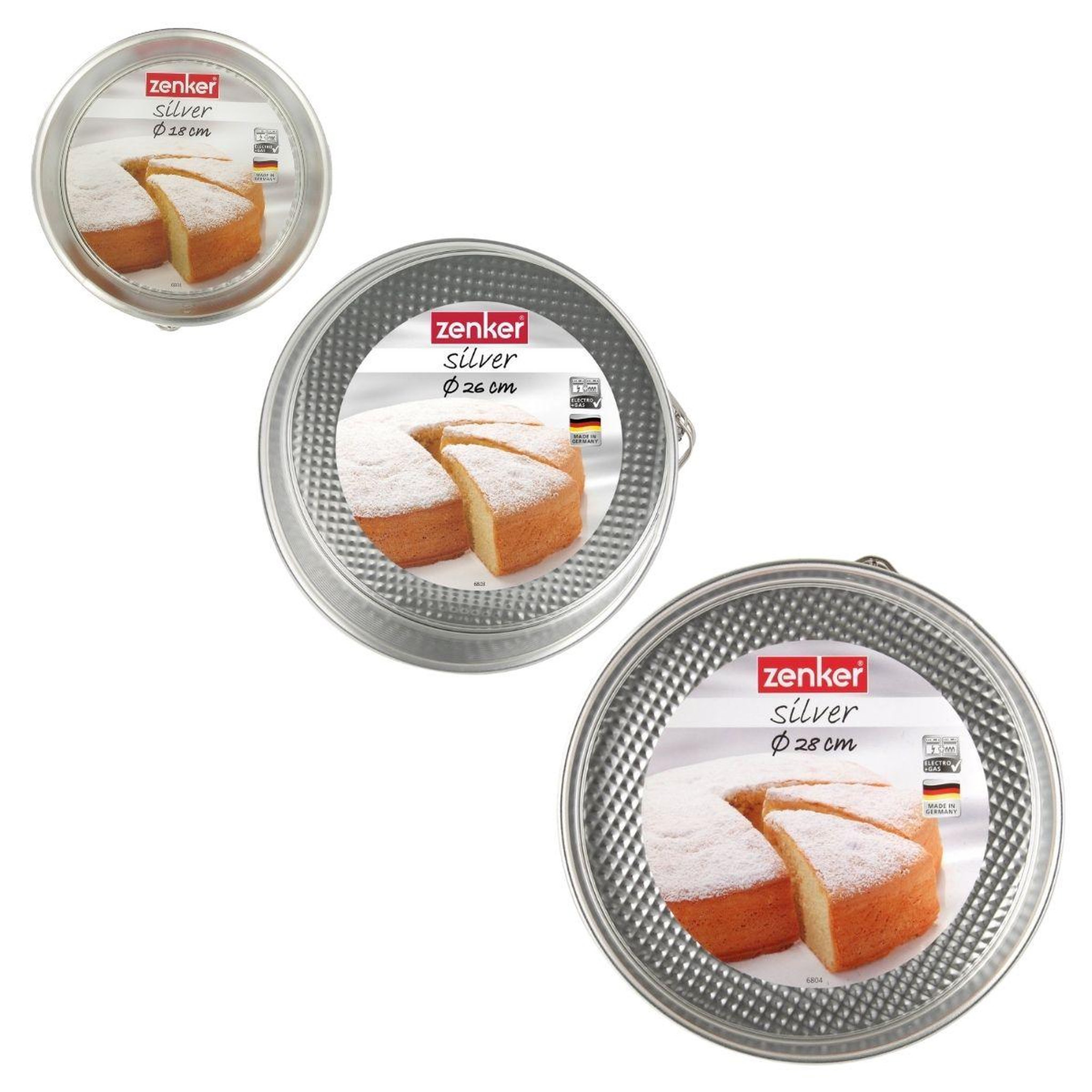 Voir la diapositive 6 : ZENKER Set de 3 moules à manqué à charnière 18,5 cm + 26 cm + 28 cm zenker silver