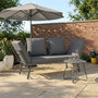 Voir la diapositive 2 : ID MARKET Canapé de jardin, banquette convertible NOLA 2/3 places avec accoudoirs inclinables métal et coussins gris anthracite