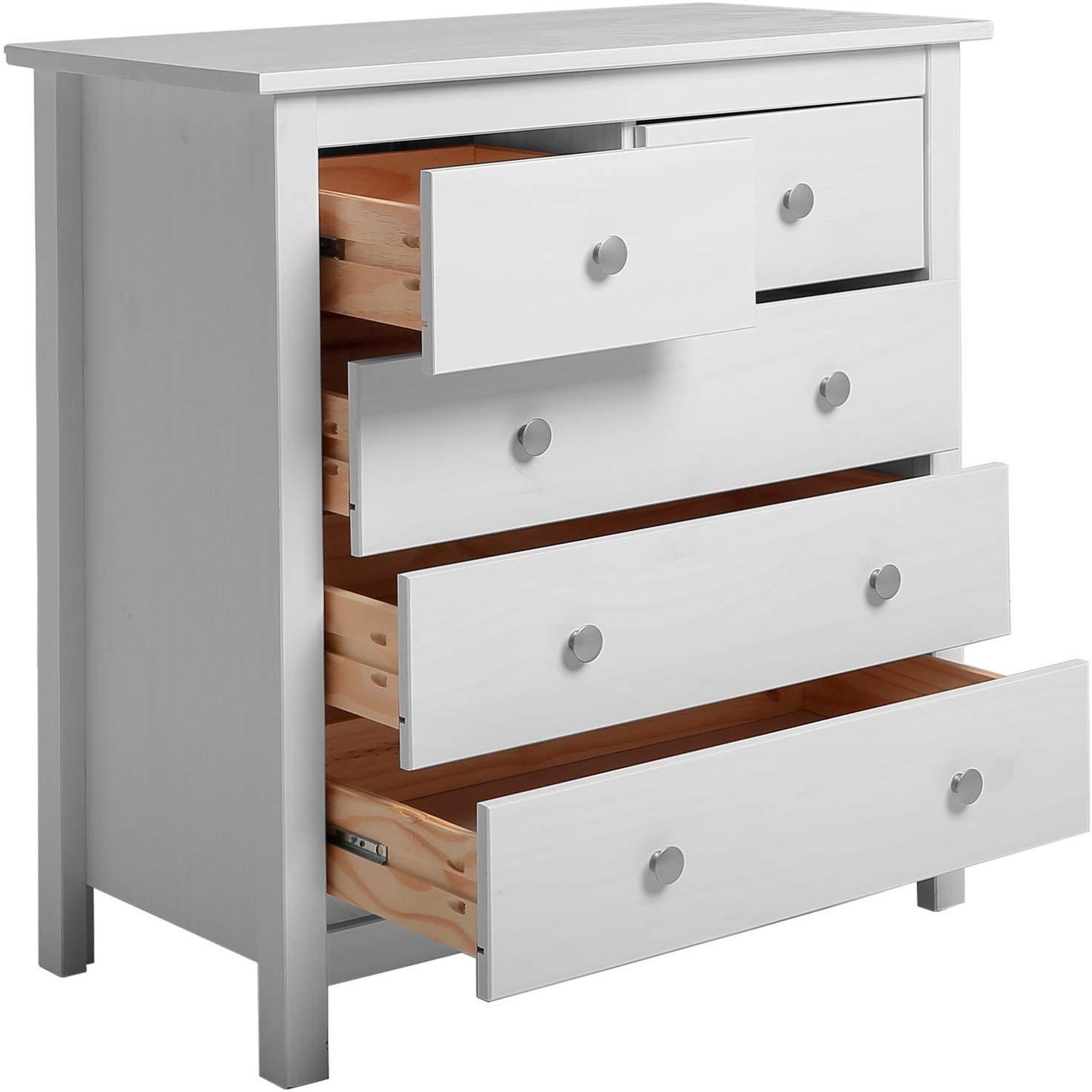 Voir la diapositive 2 : VS VENTA-STOCK Commode 5 tiroirs Berna dans les tiroirs Blanc, 79 cm Longueur
