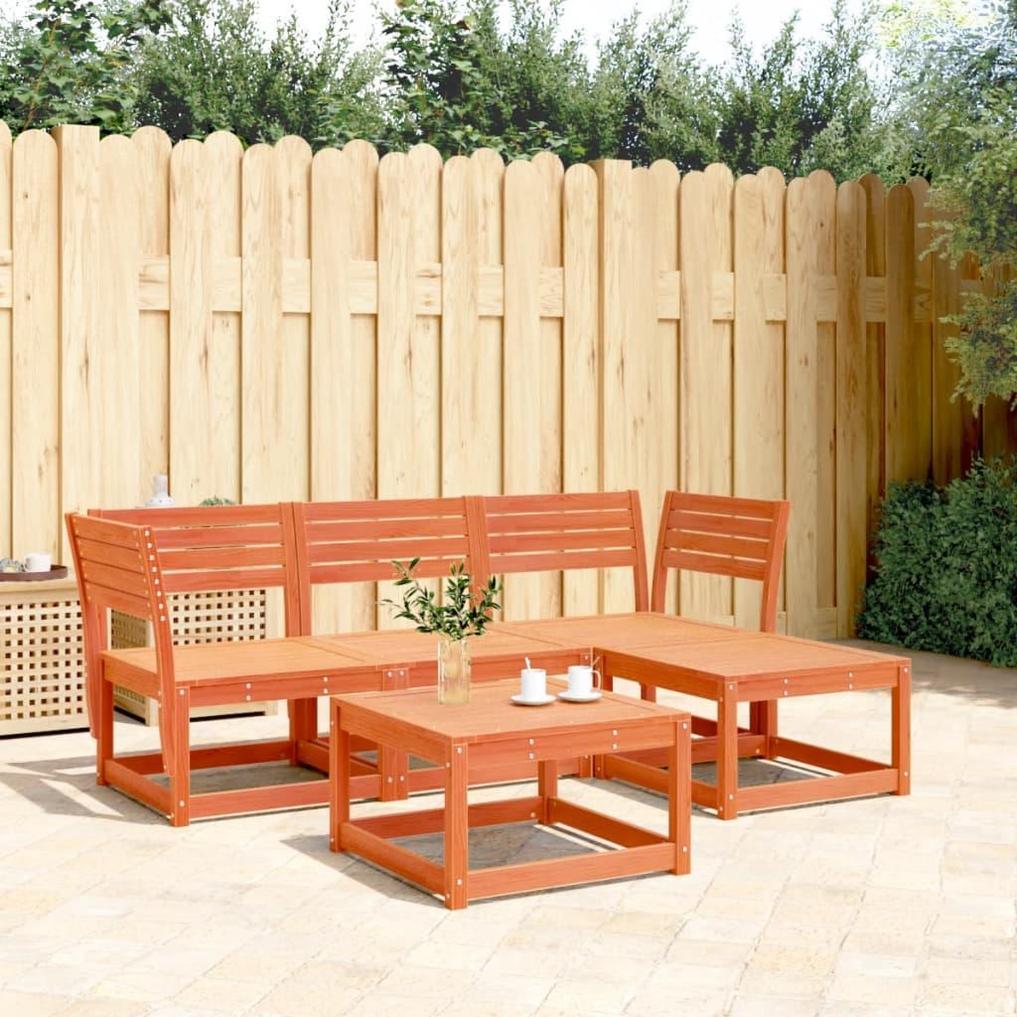 VIDAXL Salon de jardin 4 pcs cire marron bois de pin massif