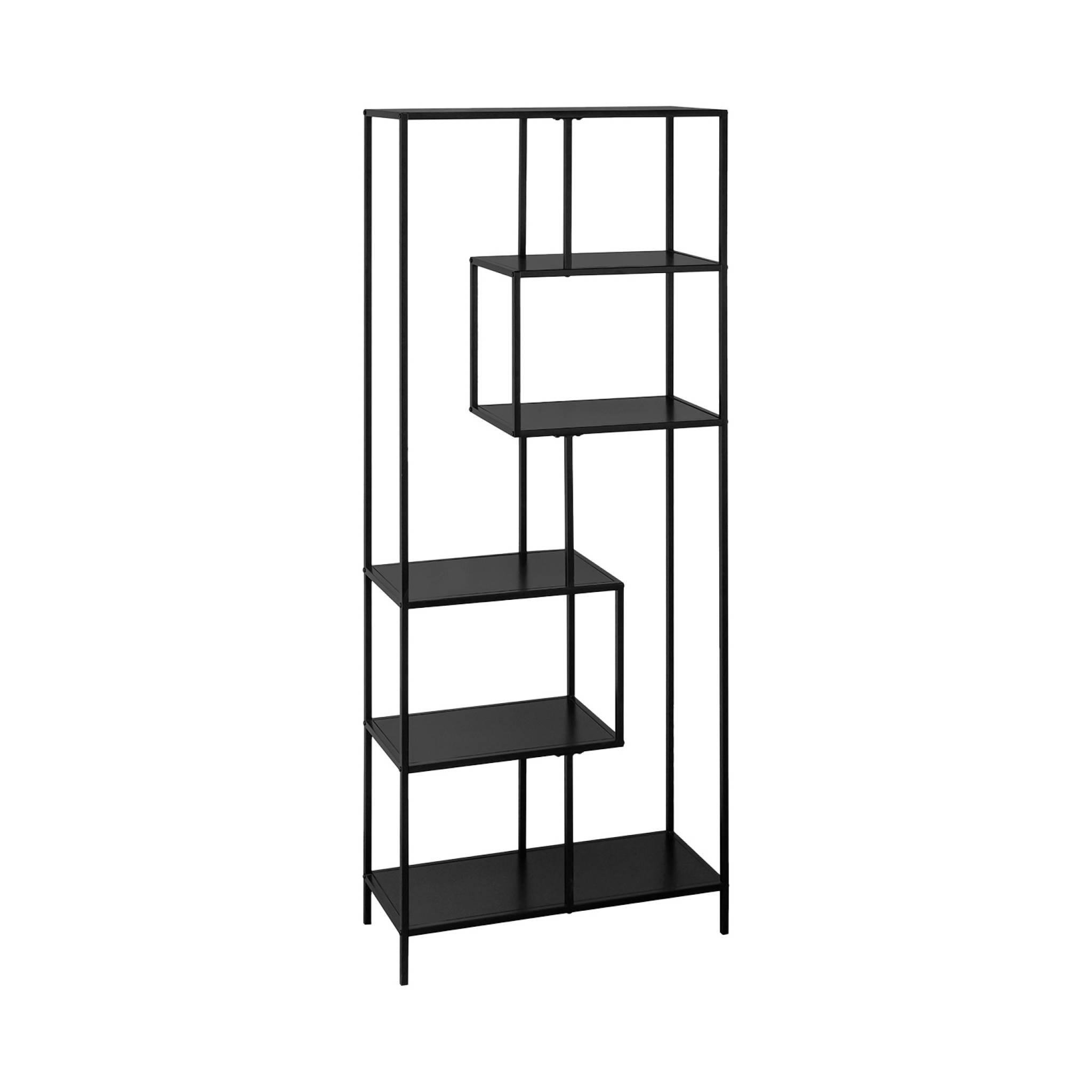 Voir la diapositive 1 : SWEEEK Etagère bibliothèque asymétrique 6 étages en métal noir INDUSTRIELLE L 77 x P 33 x H 185cm