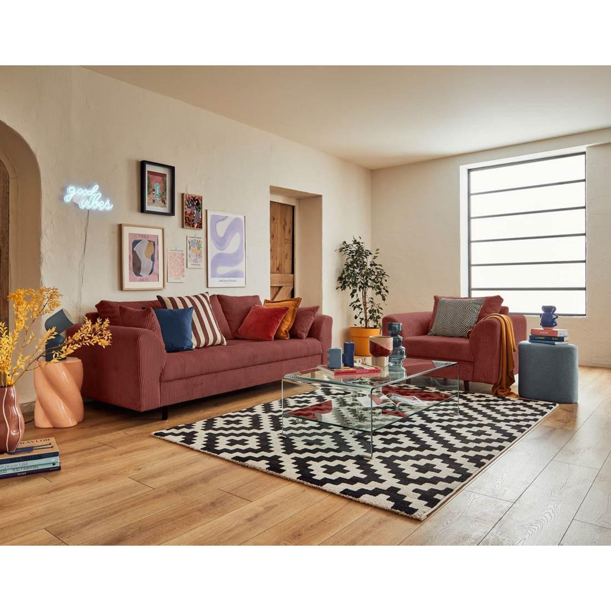 LISA DESIGN Rune - fauteuil - en velours côtelé