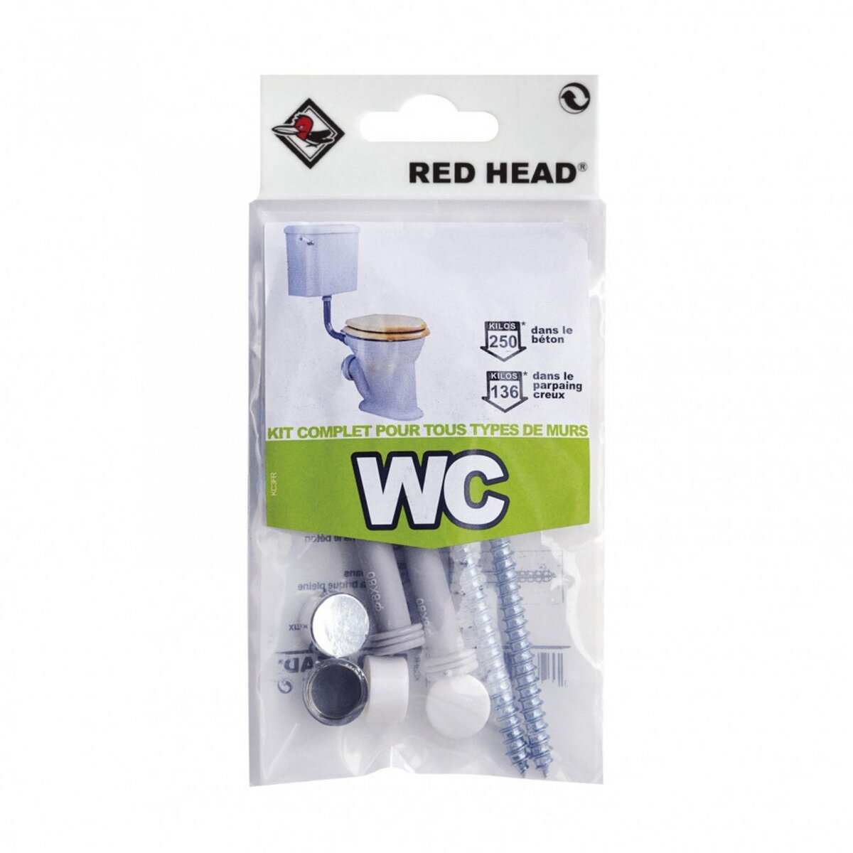 RED HEAD kit chevilles à verrouillage de forme wc RED HEAD, Diam.8