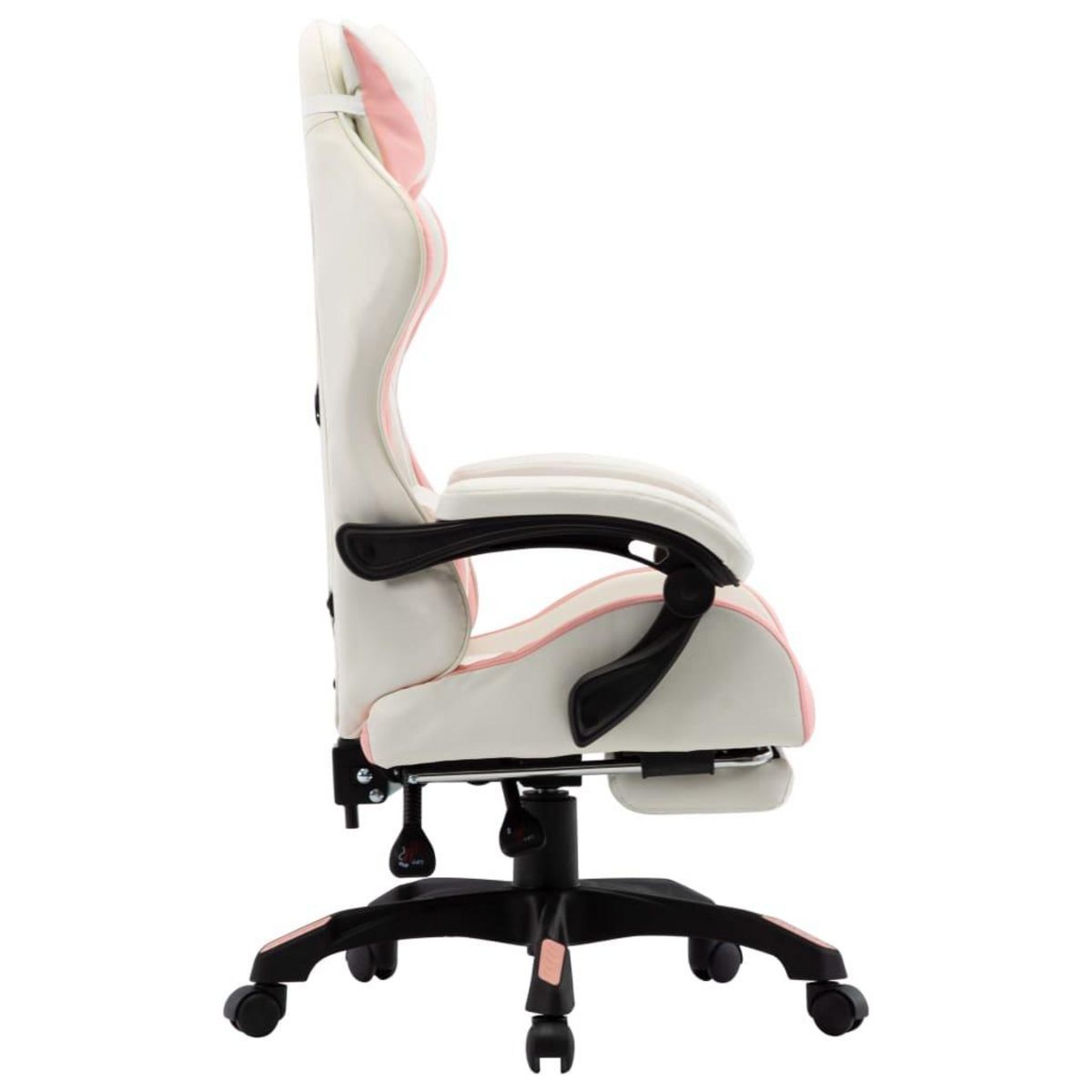 VIDAXL Fauteuil de jeux video et repose-pied Rose et blanc Similicuir