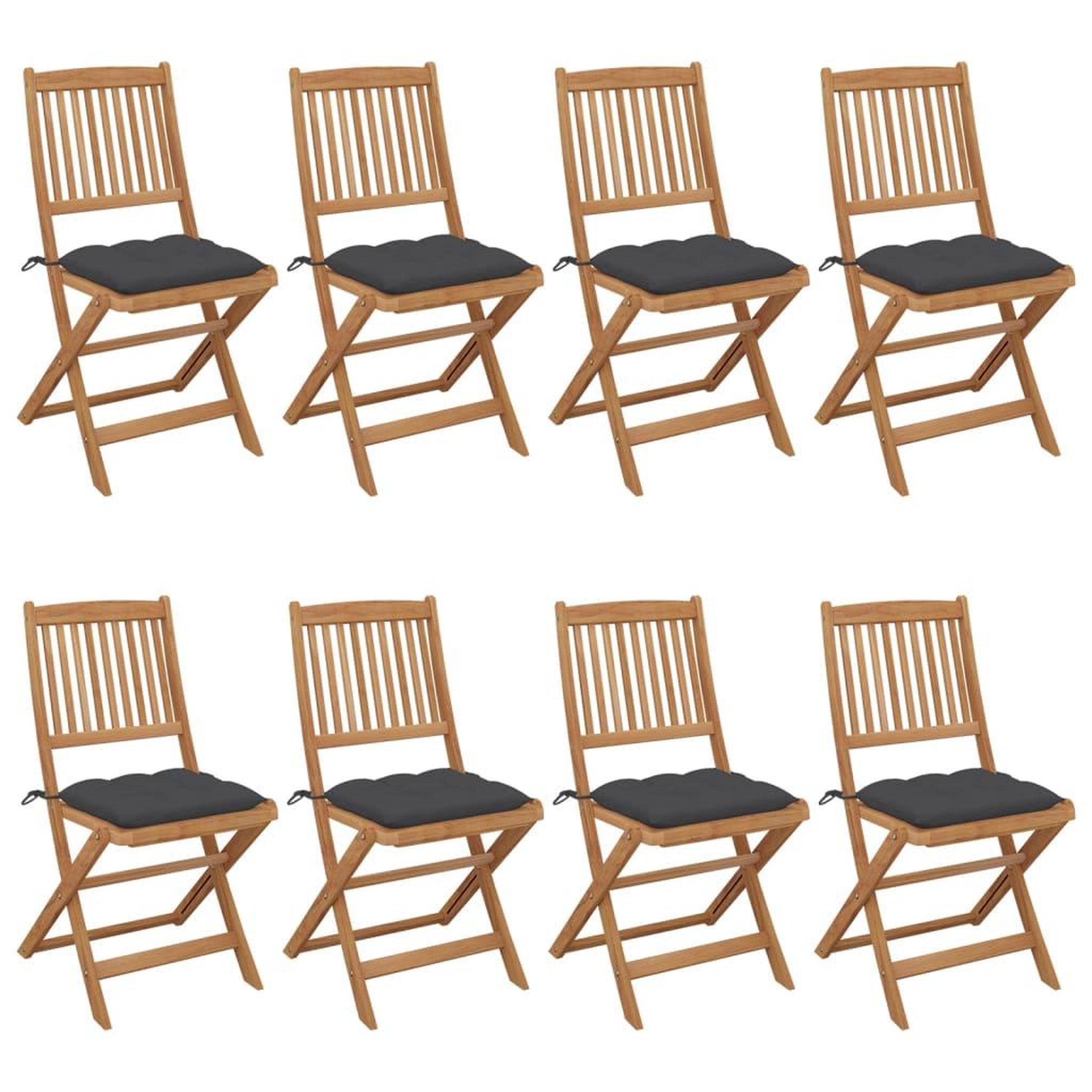 Voir la diapositive 1 : VIDAXL Chaises pliables de jardin lot de 8 avec coussins Bois d'acacia