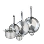 ELO Ensemble de 3 Poêles de cuisson 24, 28 et 32 cm et 2 faitouts 12 et 20 cm Elo Profi Brillant