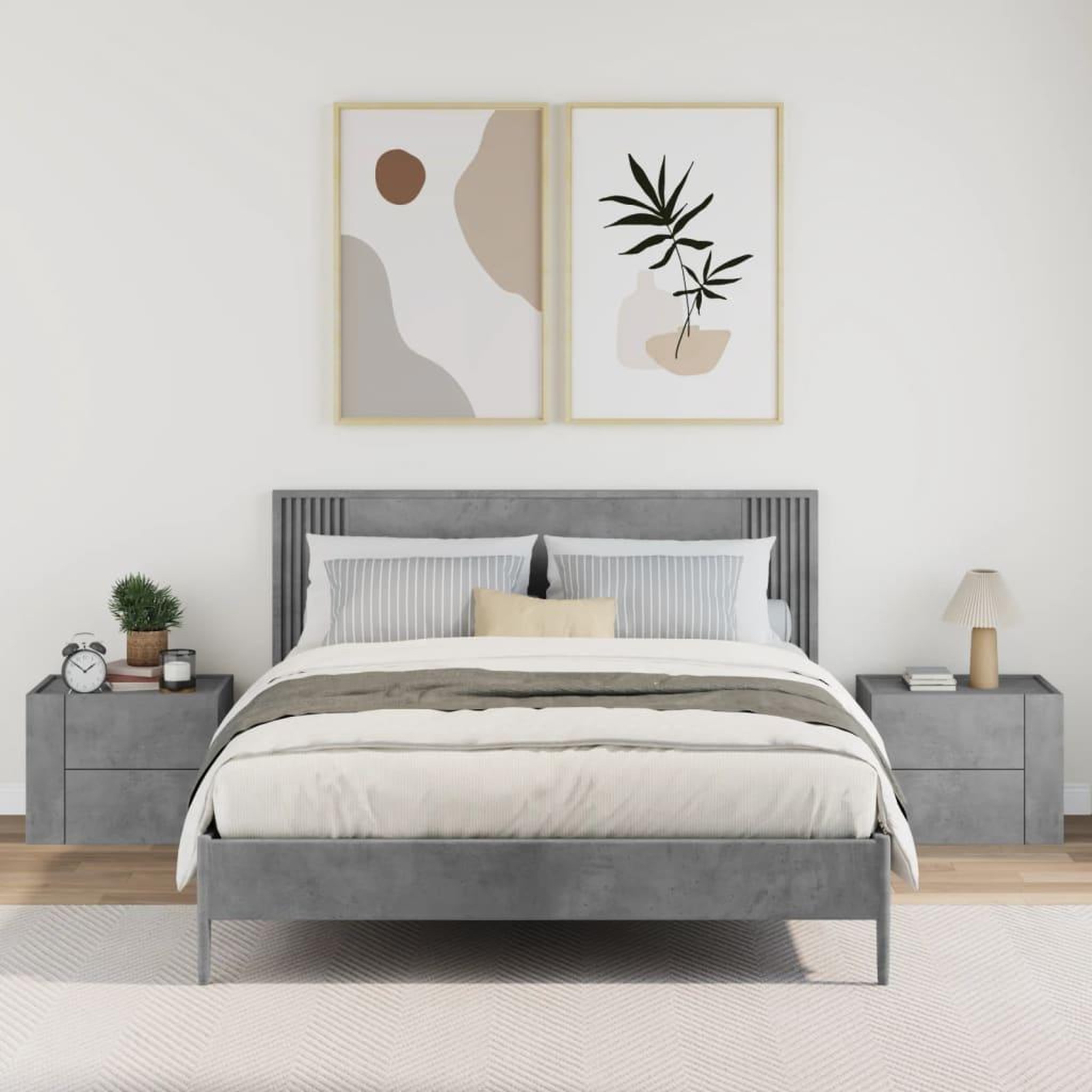 Voir la diapositive 3 : VIDAXL Tables de chevet murales 2 pcs gris beton 45x30x35 cm